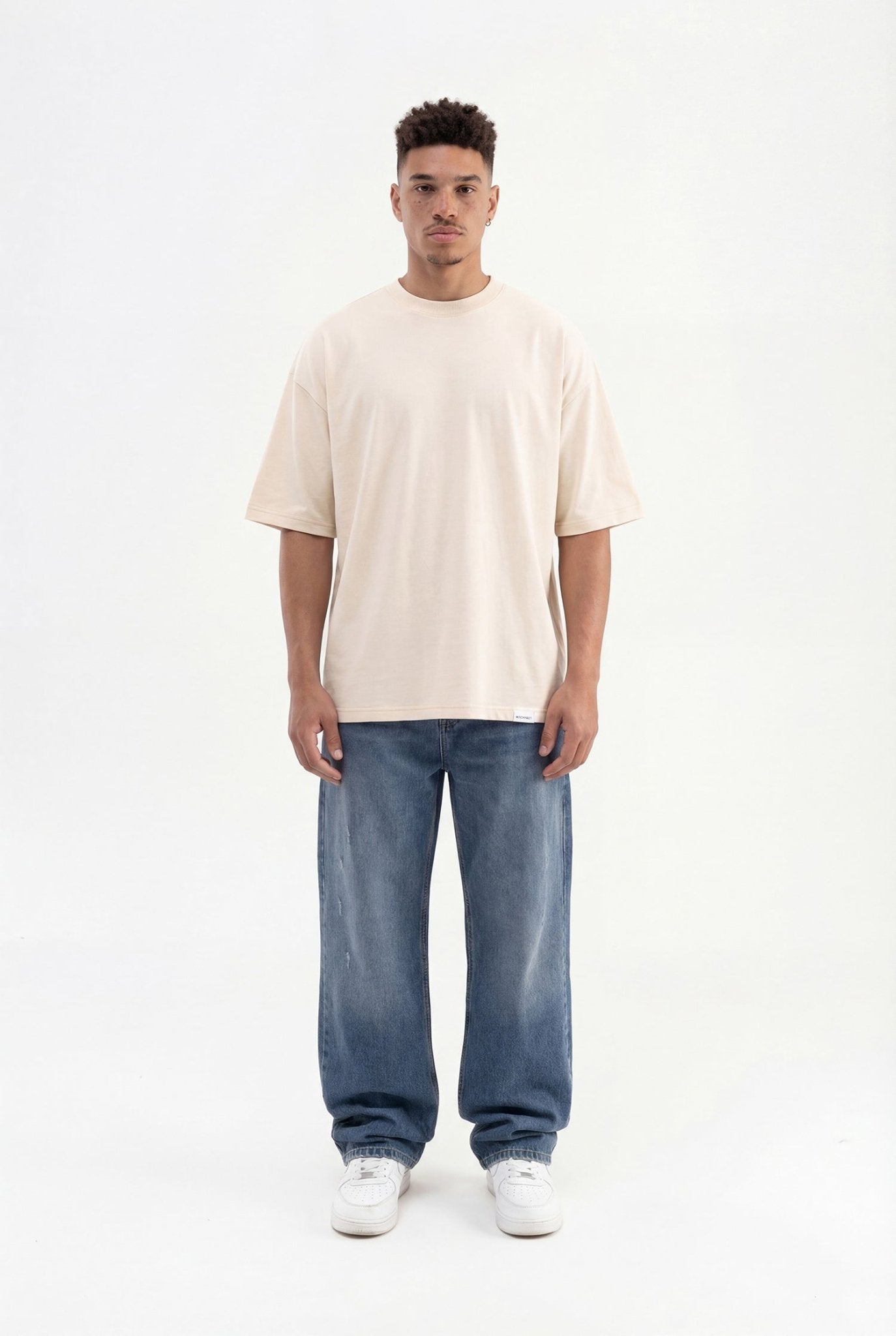 Erkek Basic Super Pamuklu Oversize Tişört Tereyağı