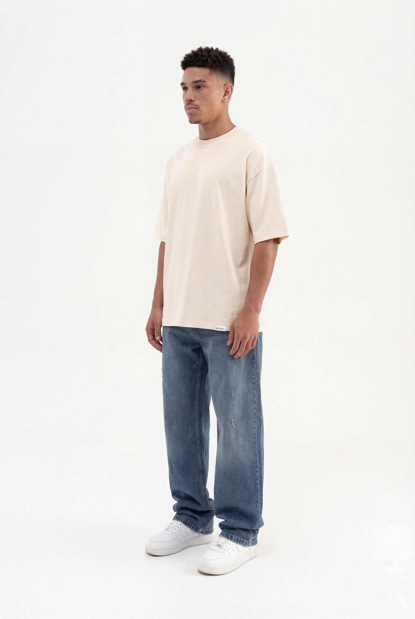 Erkek Basic Super Pamuklu Oversize Tişört Tereyağı
