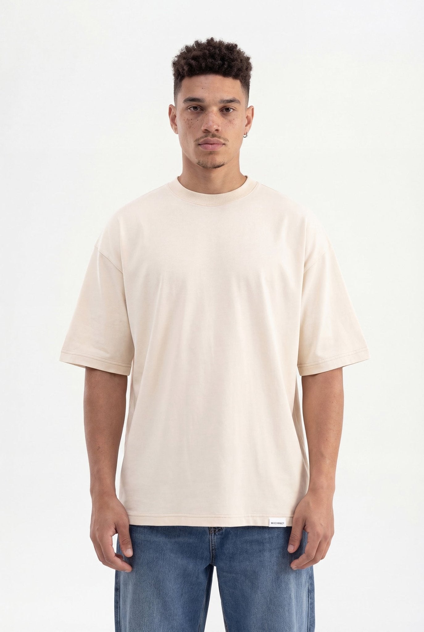 Erkek Basic Super Pamuklu Oversize Tişört Tereyağı