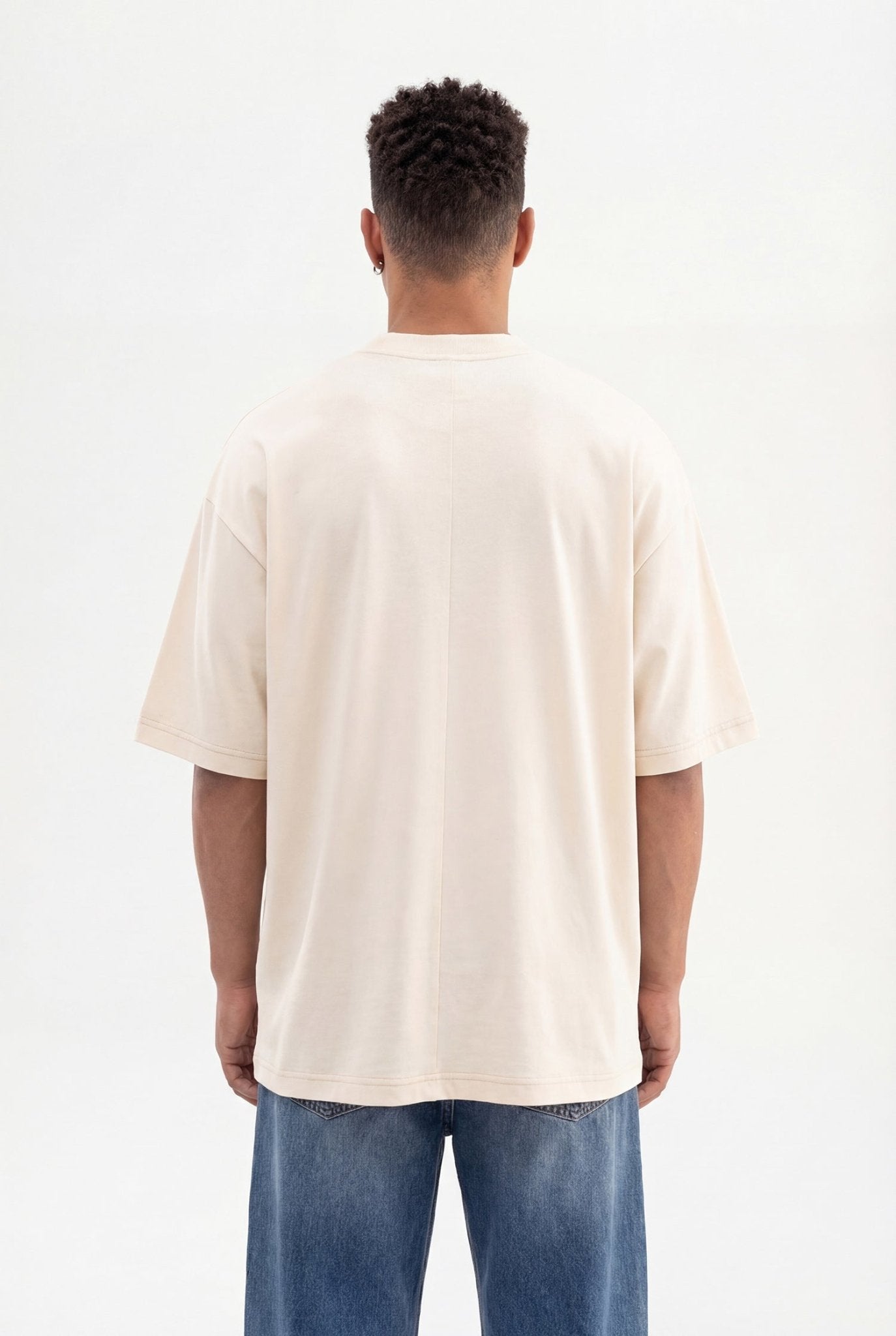 Erkek Basic Super Pamuklu Oversize Tişört Tereyağı