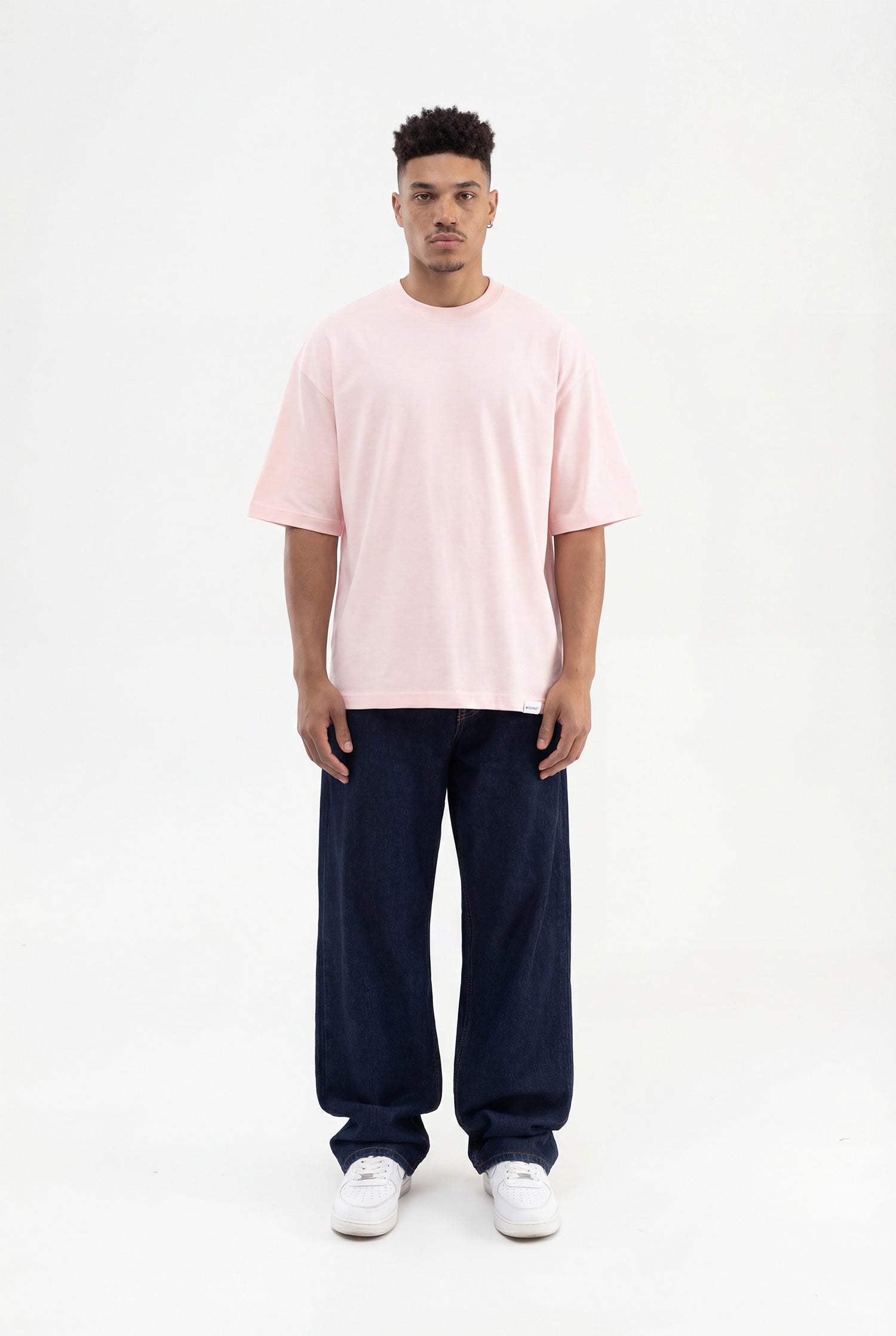 Erkek Basic Pamuklu Super Oversize Tişört Toz Pembe-5