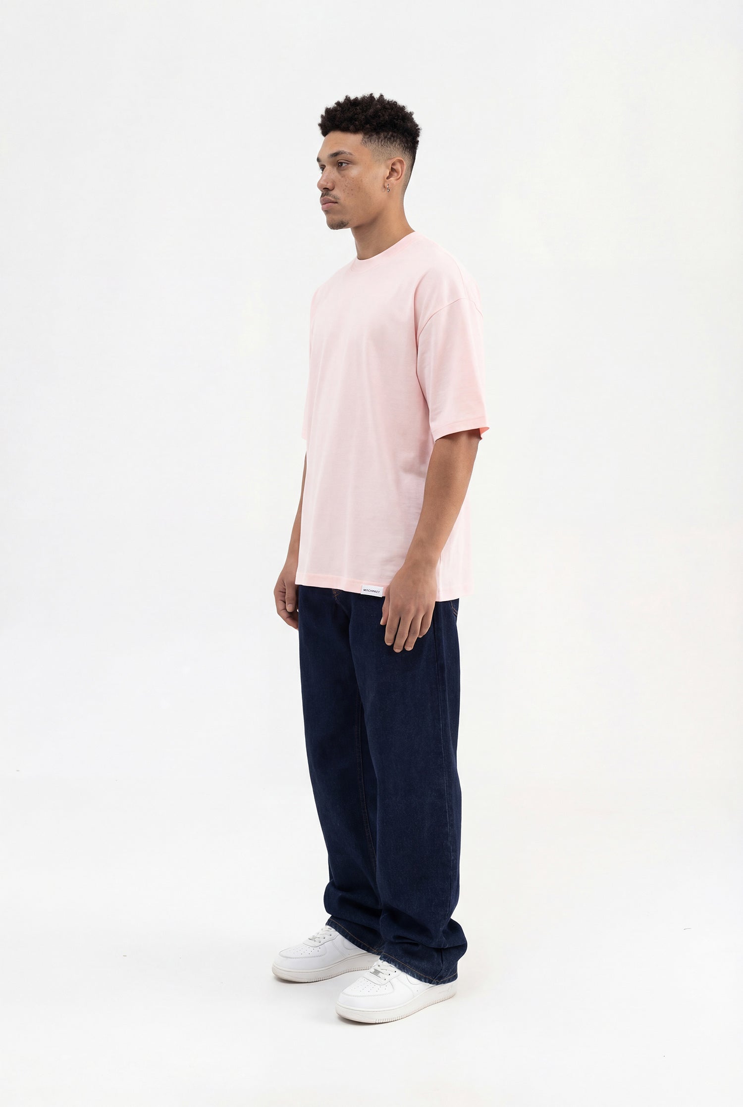 Erkek Basic Pamuklu Super Oversize Tişört Toz Pembe-6