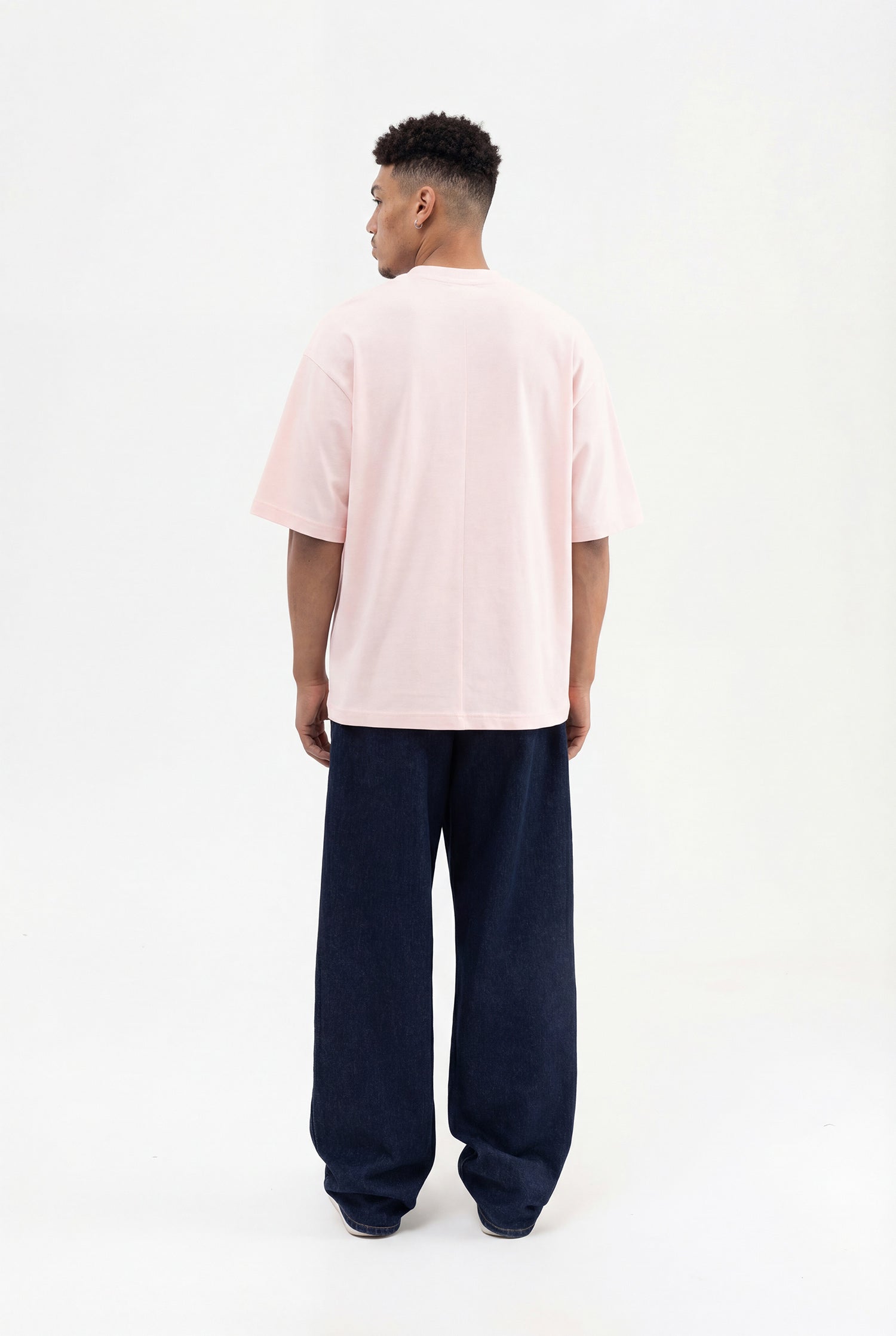 Erkek Basic Pamuklu Super Oversize Tişört Toz Pembe-7