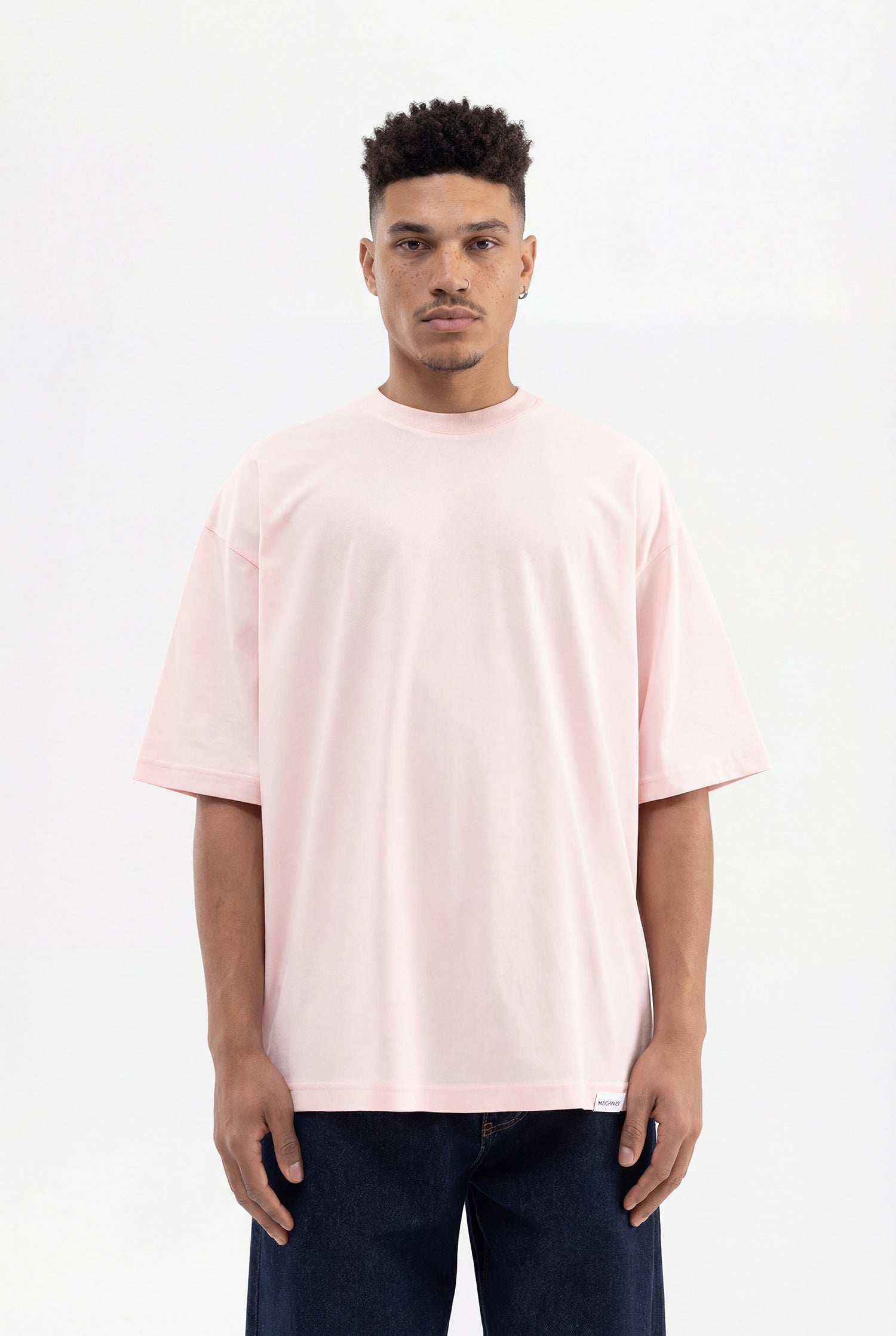 Erkek Basic Pamuklu Super Oversize Tişört Toz Pembe