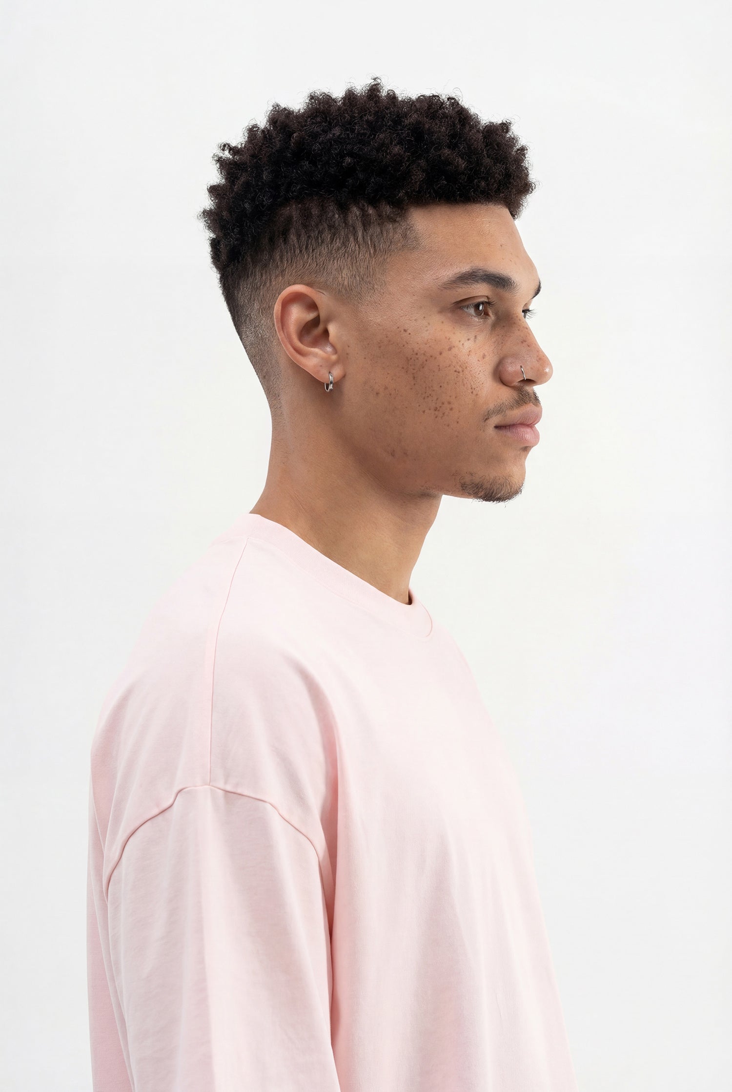 Erkek Basic Pamuklu Super Oversize Tişört Toz Pembe-3