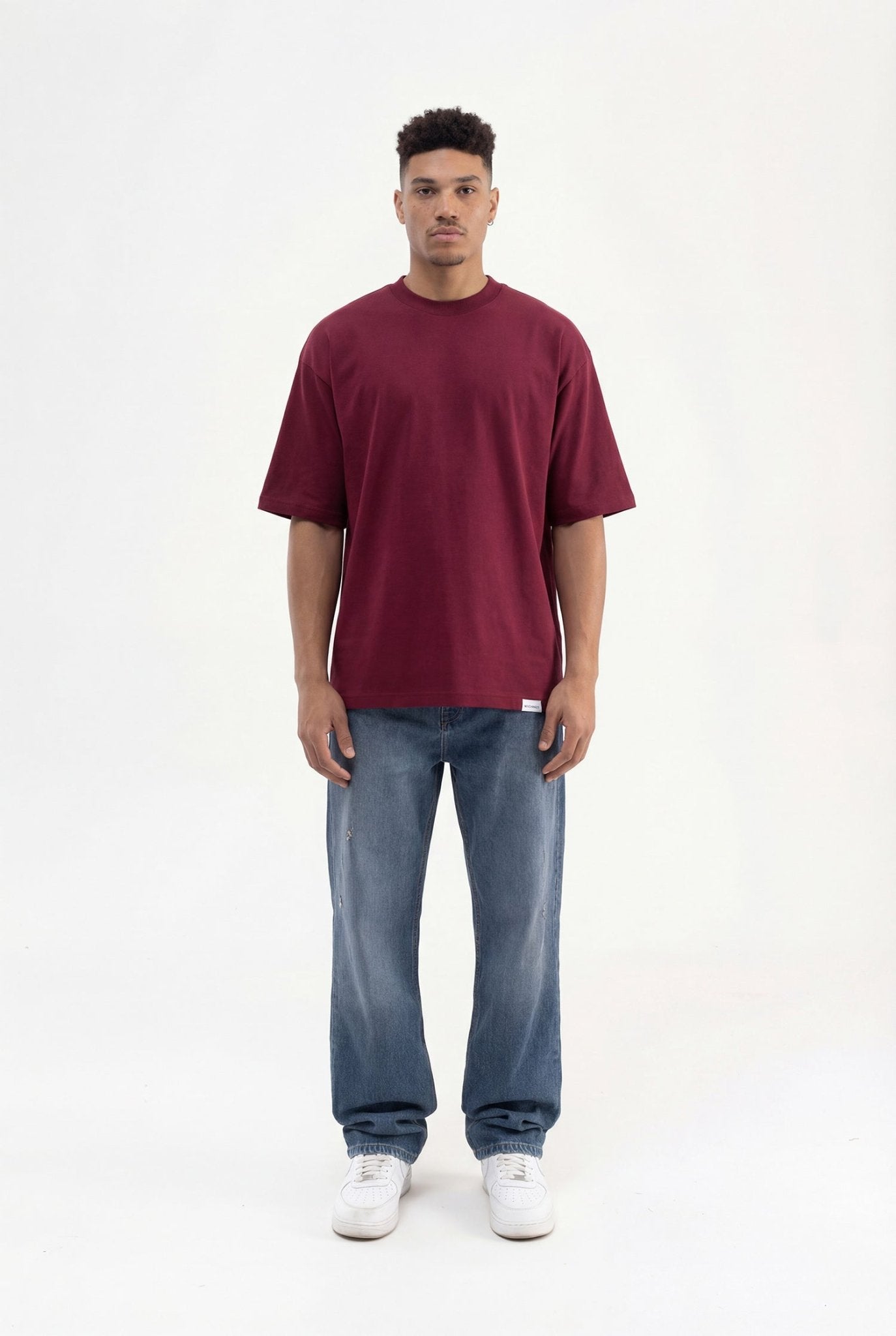Erkek Basic Super Pamuklu Oversize Tişört Vişne
