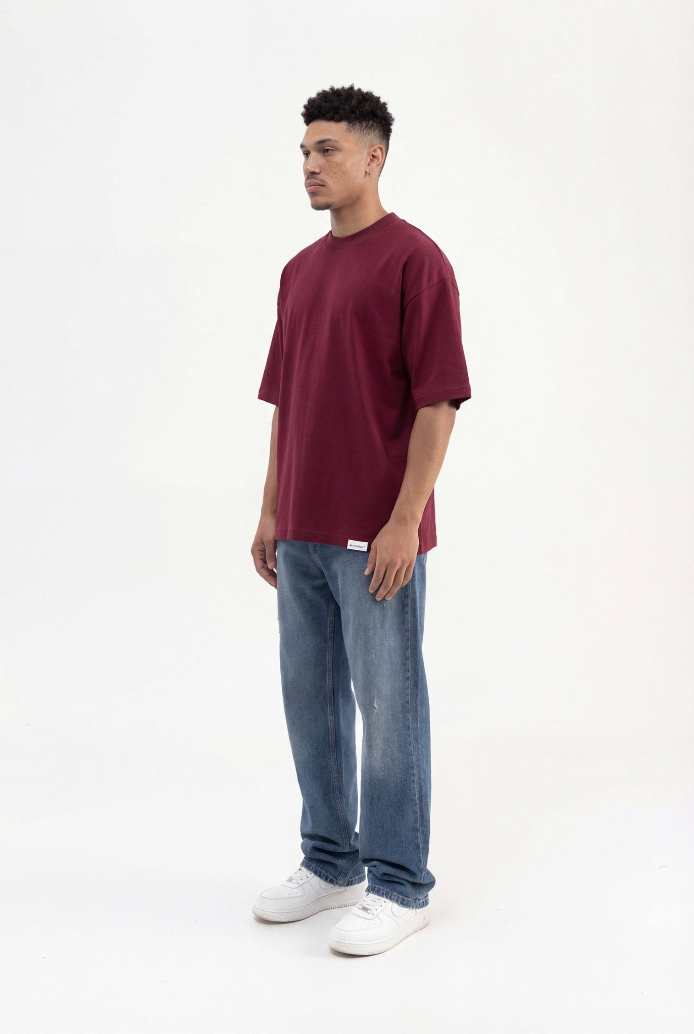 Erkek Basic Super Pamuklu Oversize Tişört Vişne