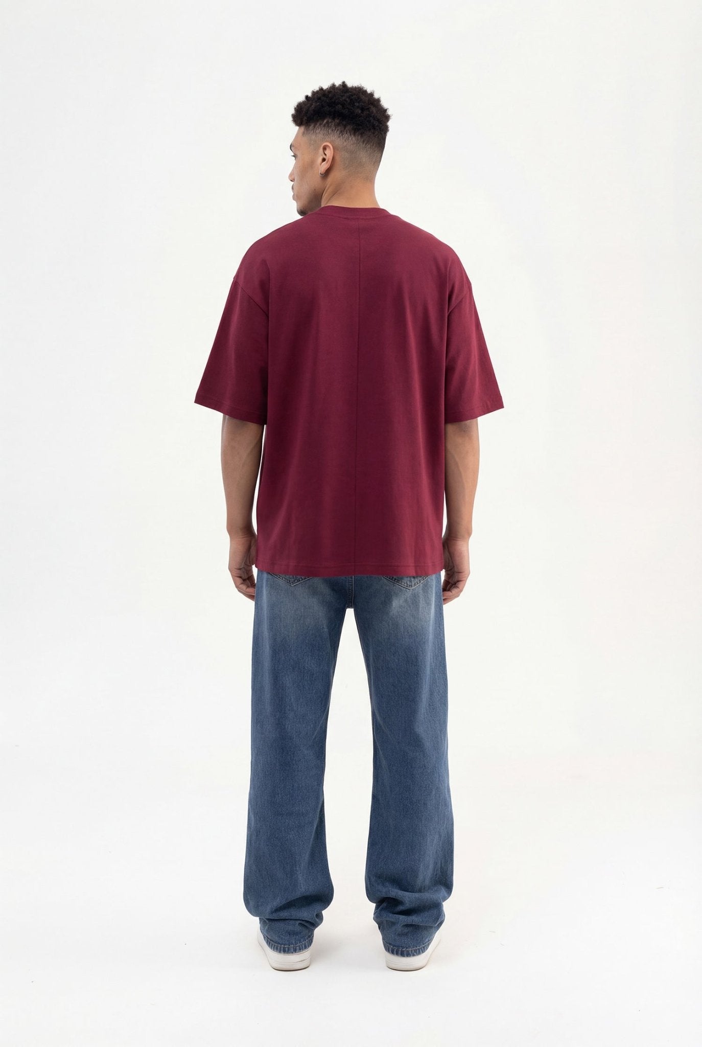 Erkek Basic Super Pamuklu Oversize Tişört Vişne