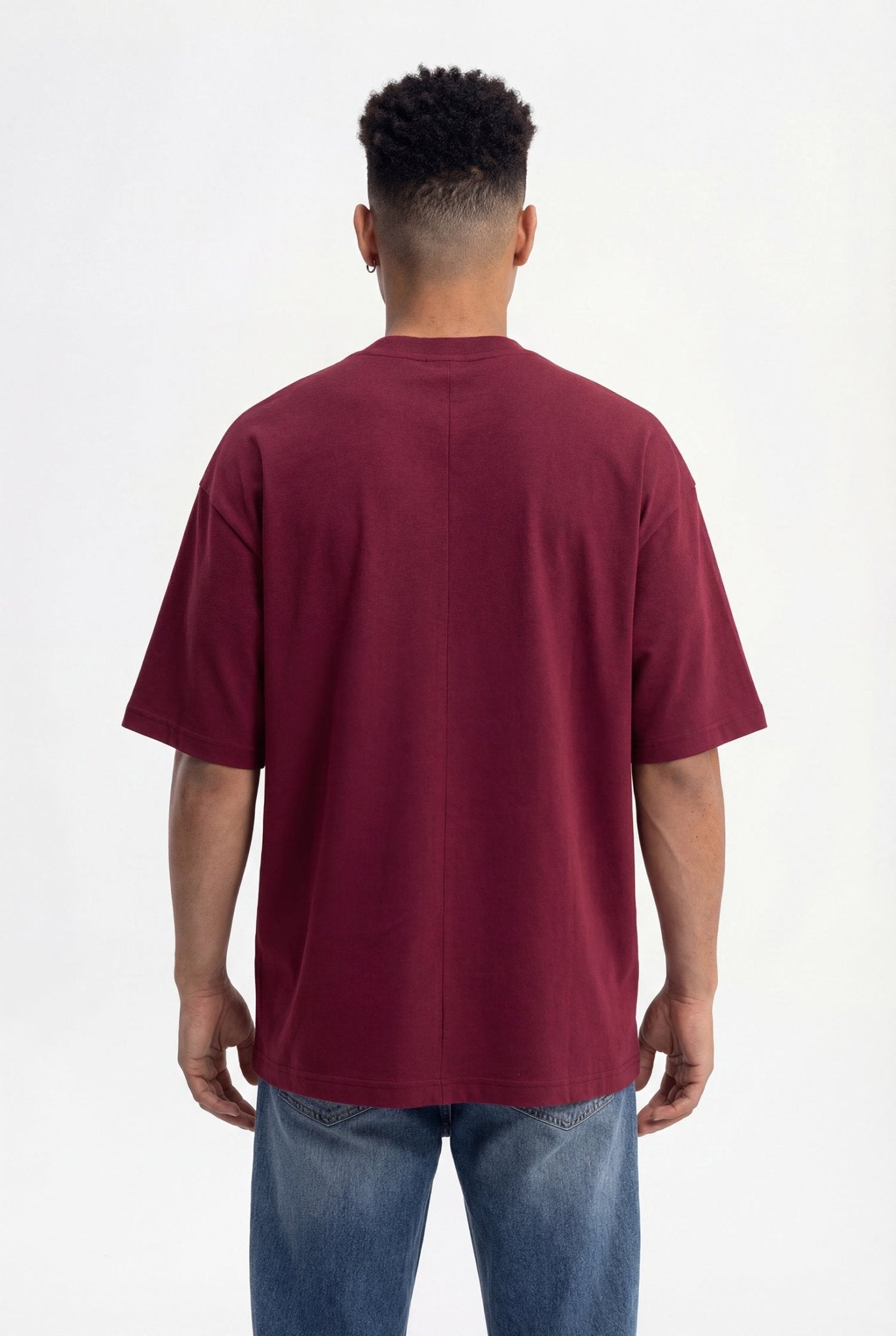 Erkek Basic Super Pamuklu Oversize Tişört Vişne