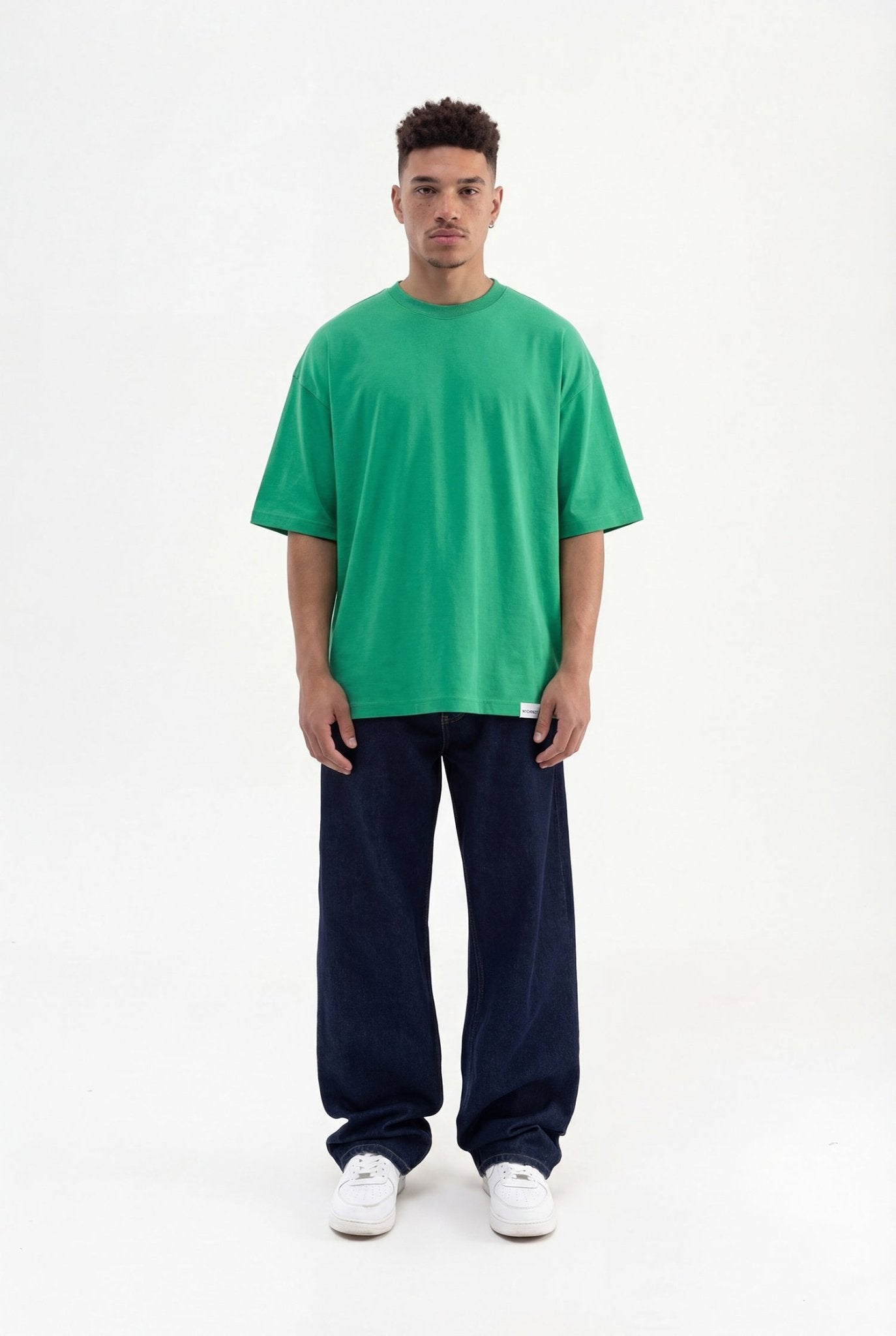 Erkek Basic Super Pamuklu Oversize Tişört Yeşil