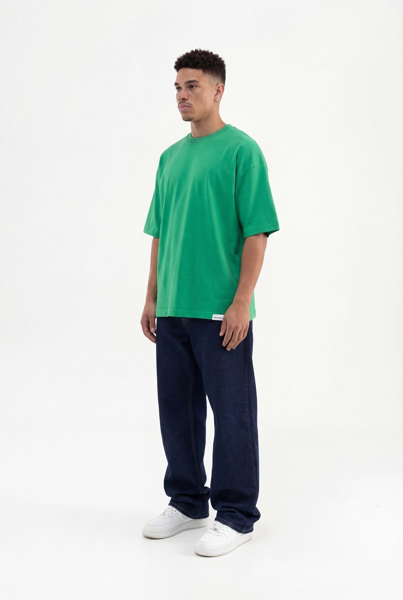 Erkek Basic Super Pamuklu Oversize Tişört Yeşil