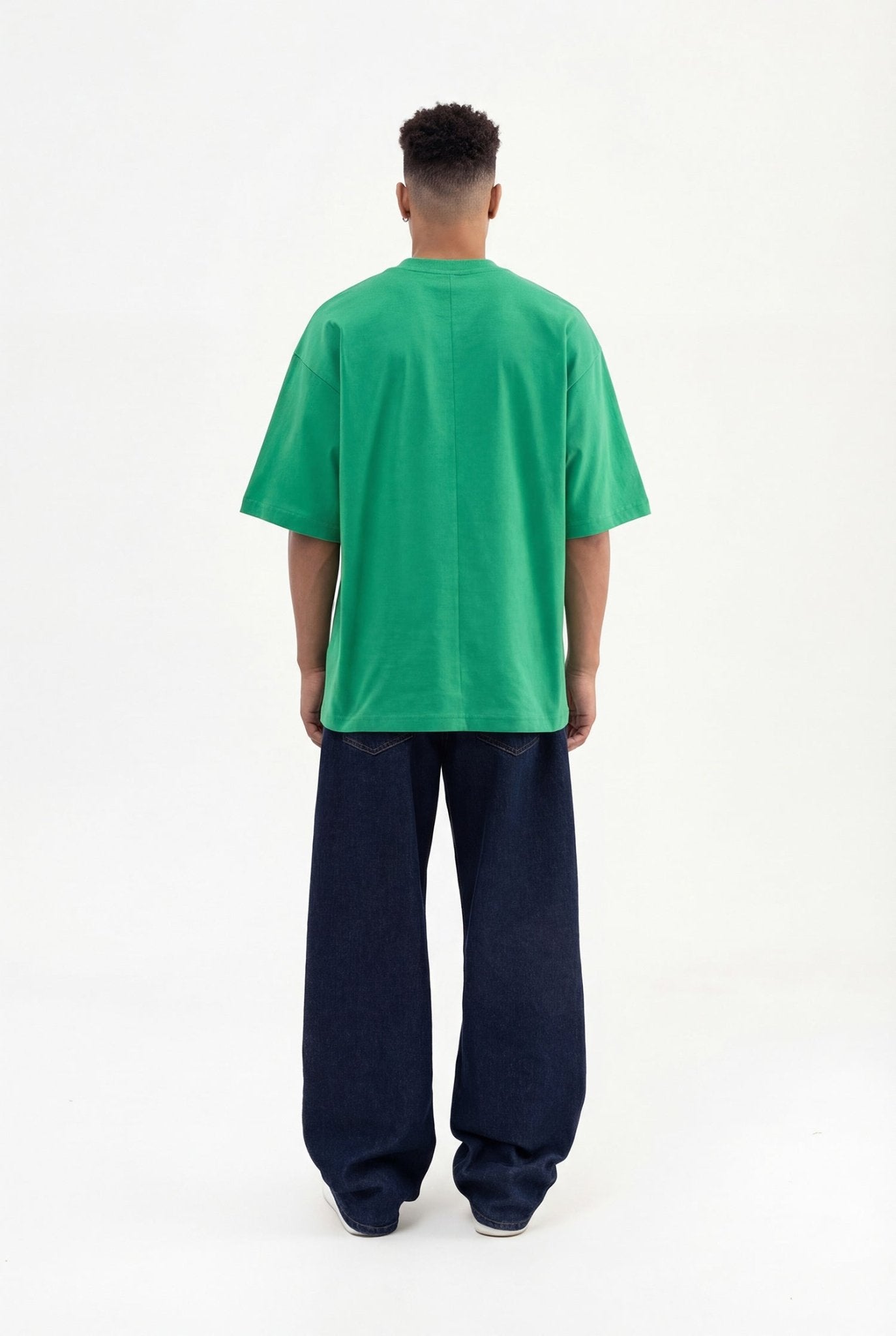Erkek Basic Super Pamuklu Oversize Tişört Yeşil