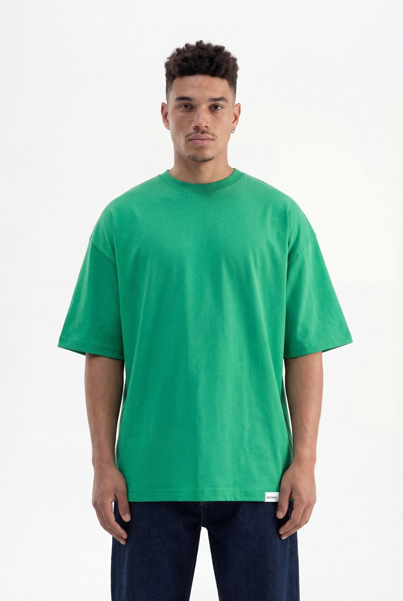 Erkek Basic Super Pamuklu Oversize Tişört Yeşil
