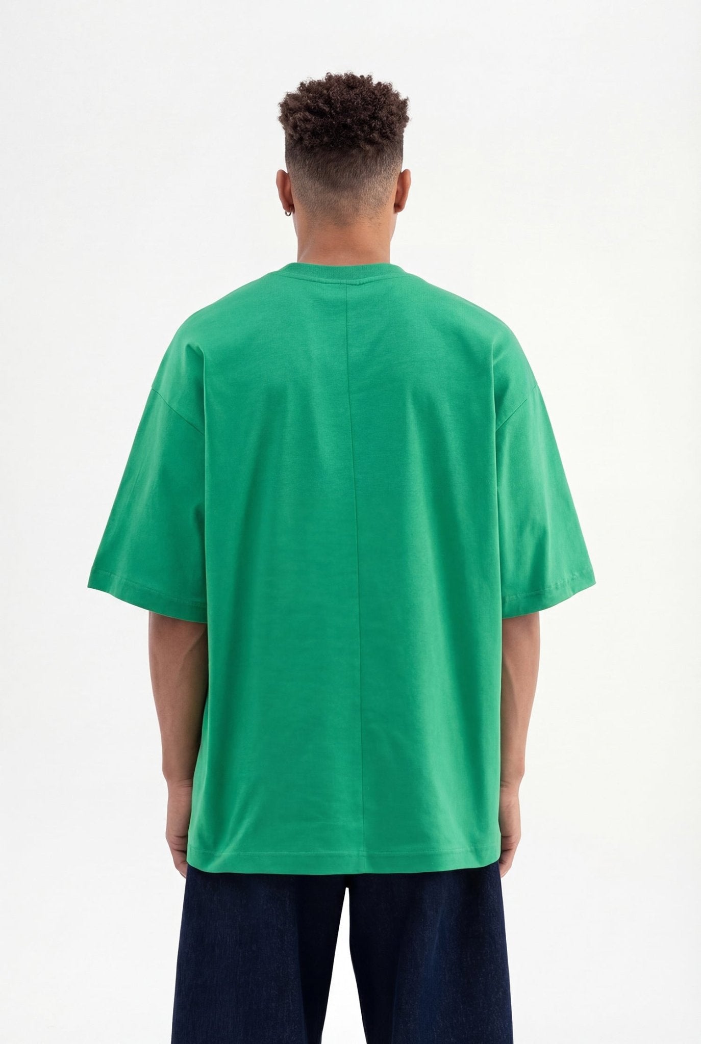 Erkek Basic Super Pamuklu Oversize Tişört Yeşil