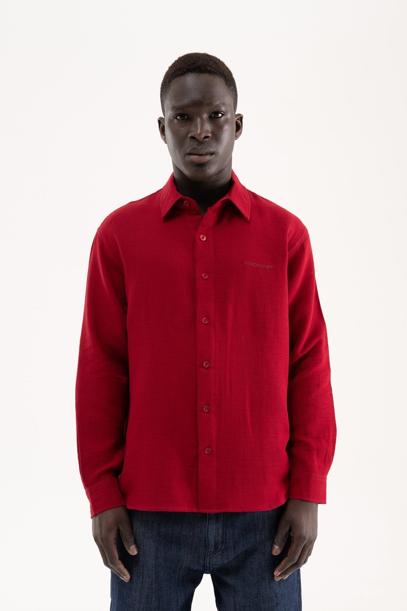 Erkek Basic Uzun Kollu Cotton Gömlek Bordo