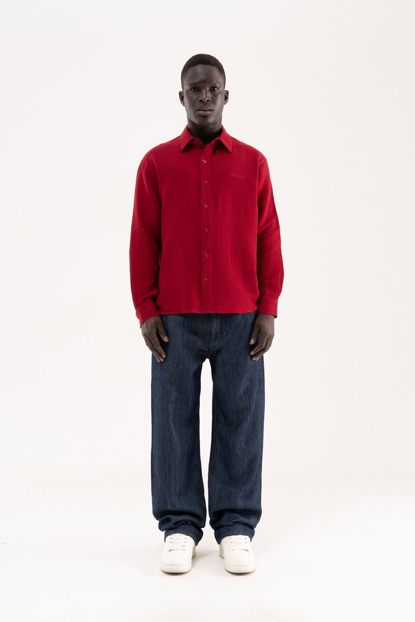Erkek Basic Uzun Kollu Cotton Gömlek Bordo