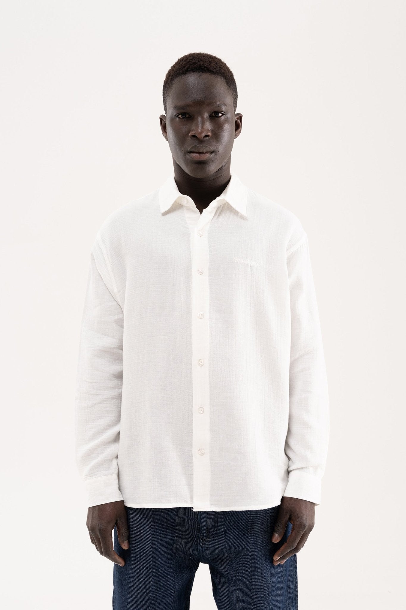 Erkek Basic Uzun Kollu Cotton Gömlek Ekru