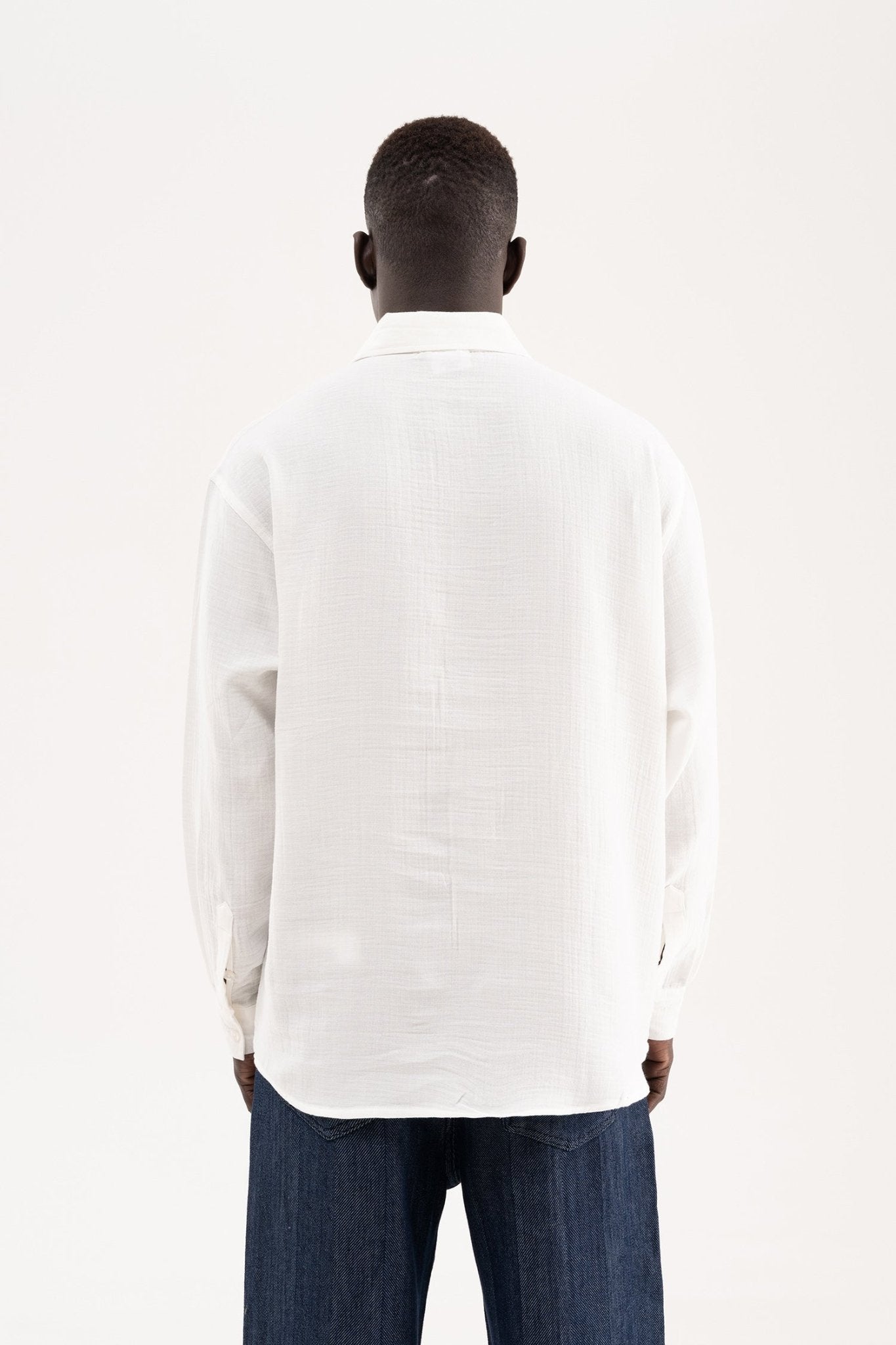 Erkek Basic Uzun Kollu Cotton Gömlek Ekru