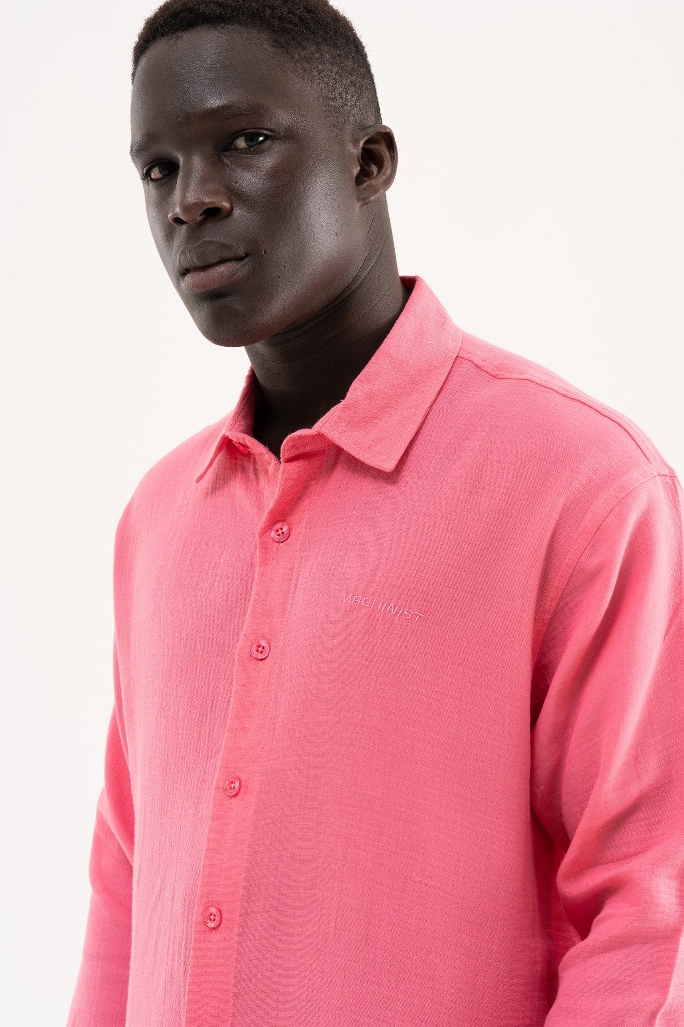 Erkek Basic Uzun Kollu Cotton Gömlek Pembe
