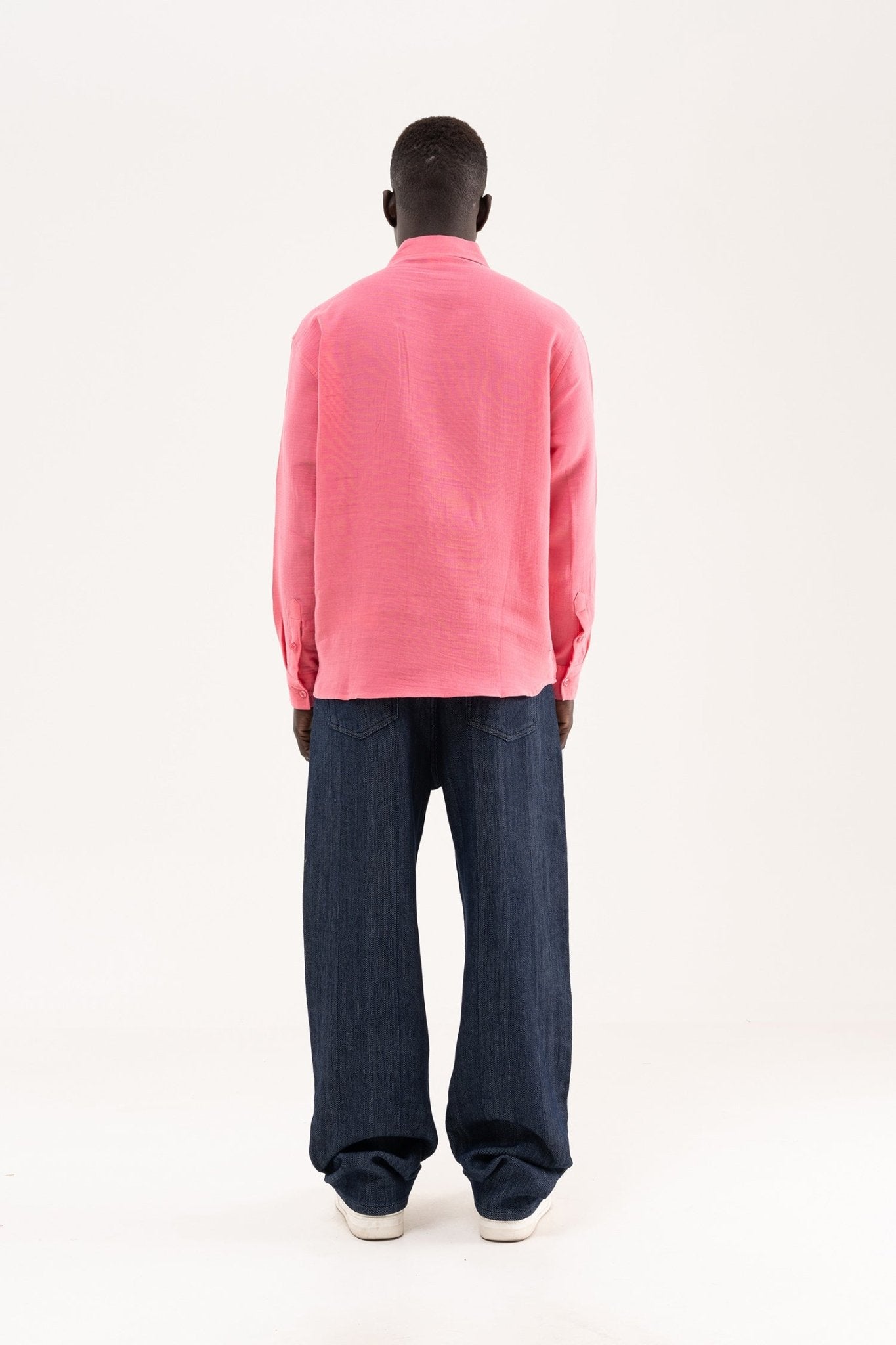 Erkek Basic Uzun Kollu Cotton Gömlek Pembe
