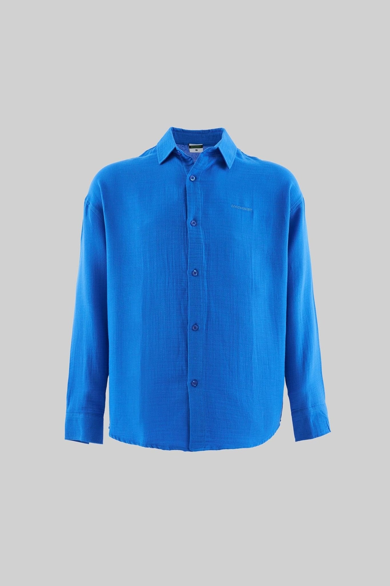 Erkek Basic Uzun Kollu Cotton Gömlek Saks Mavi