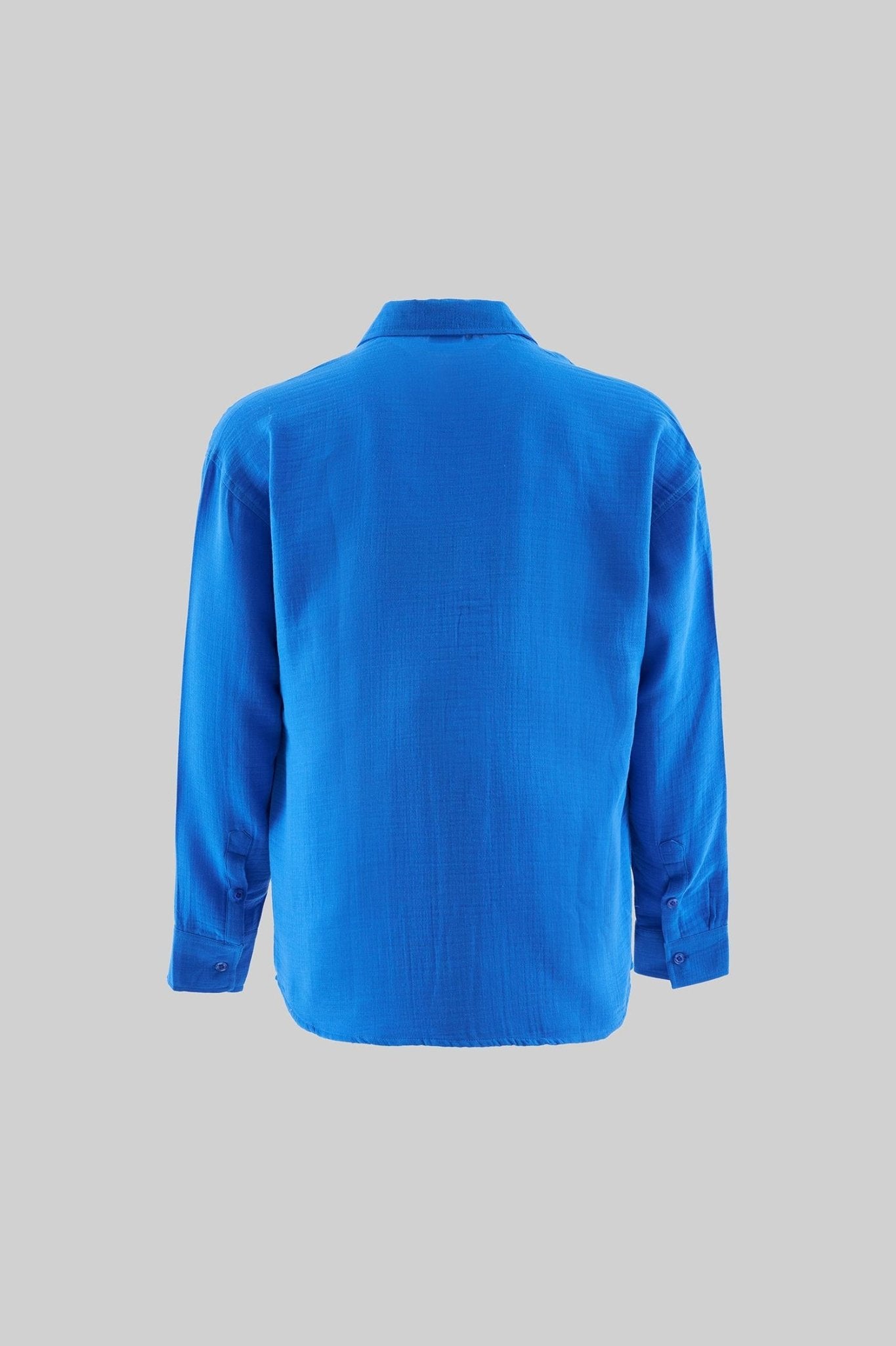 Erkek Basic Uzun Kollu Cotton Gömlek Saks Mavi