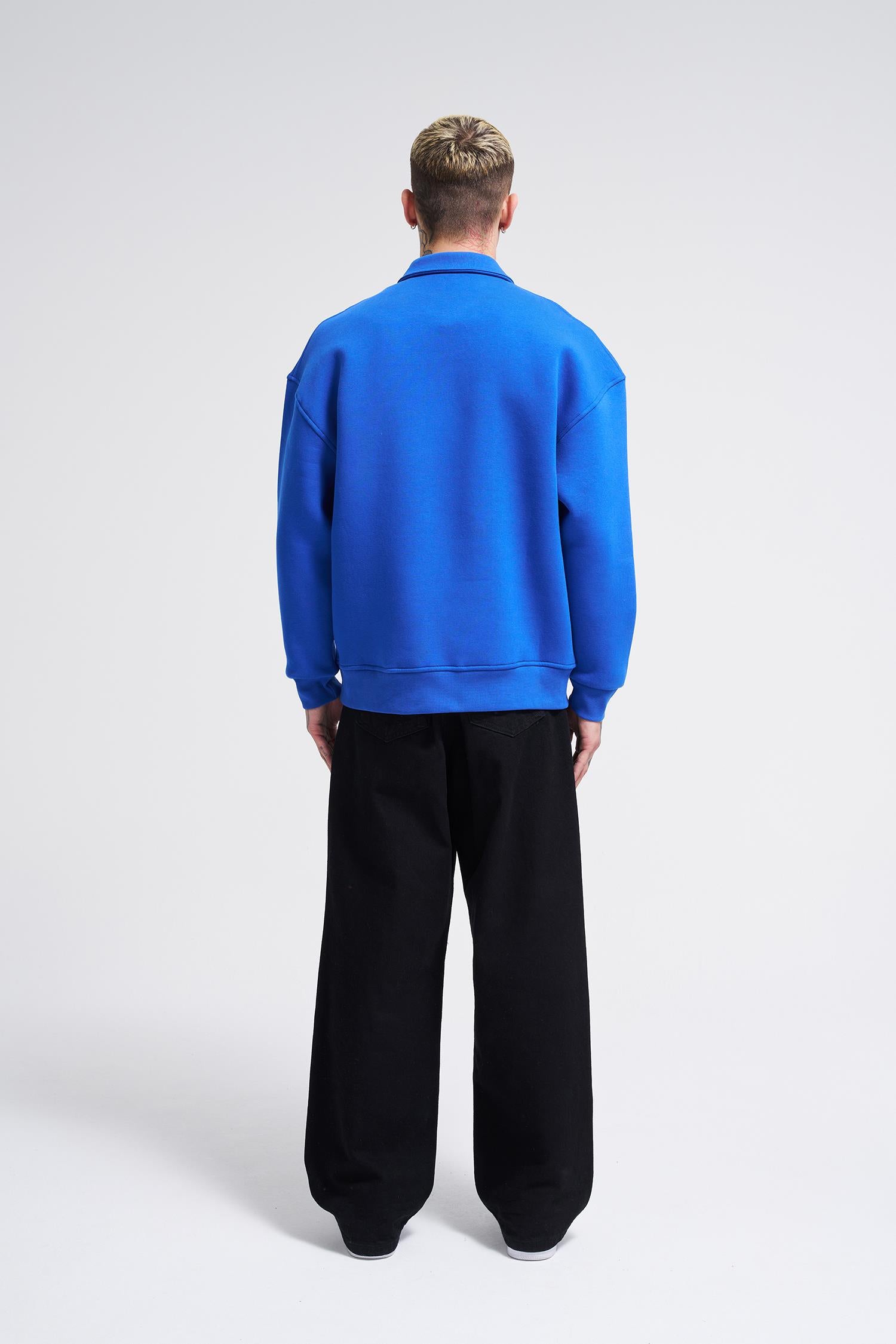 Erkek Basic Yüksek Yaka Sweatshirt Açık Mavi