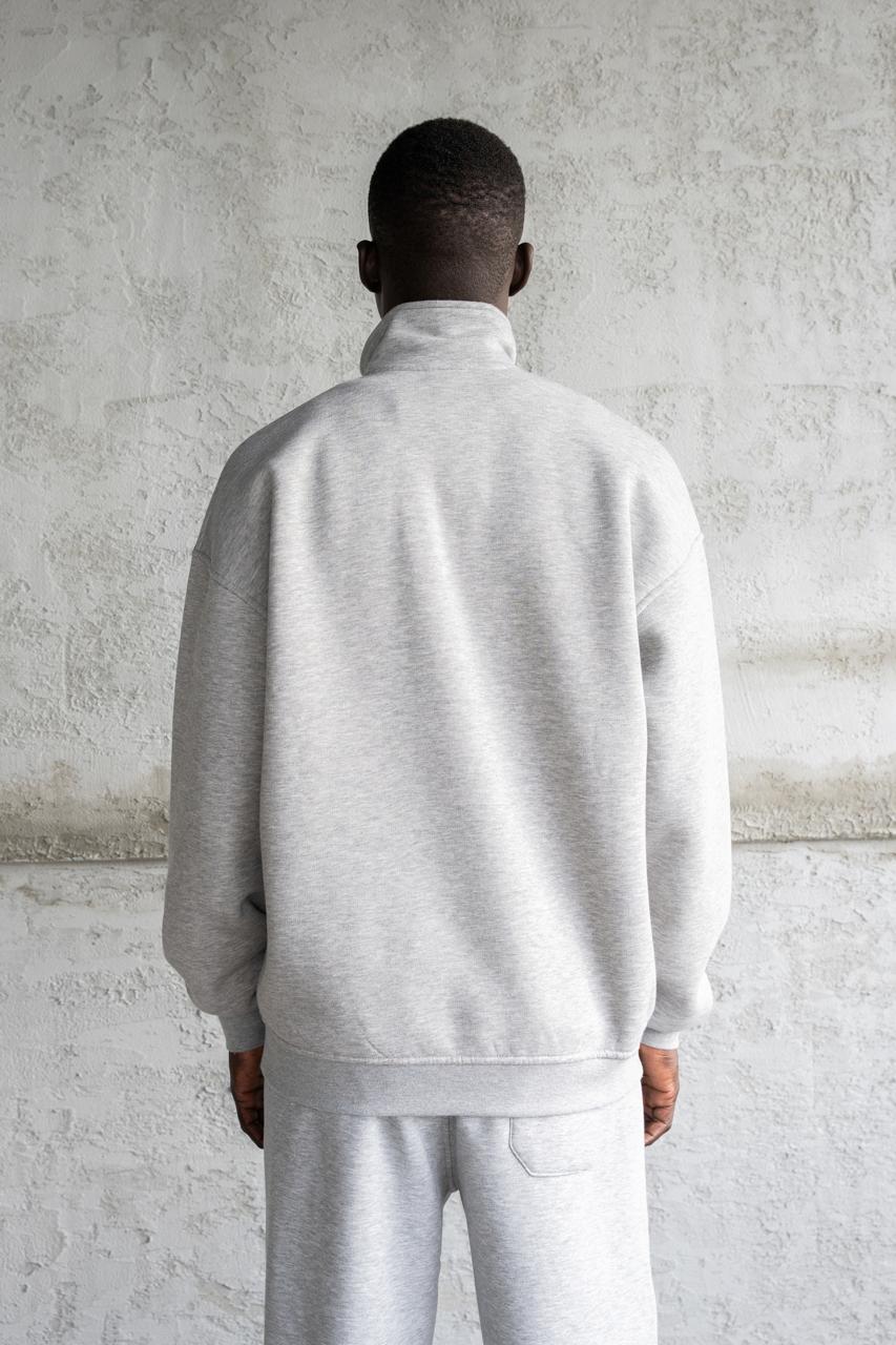 Erkek Basic Yüksek Yaka Sweatshirt Gri Melanj