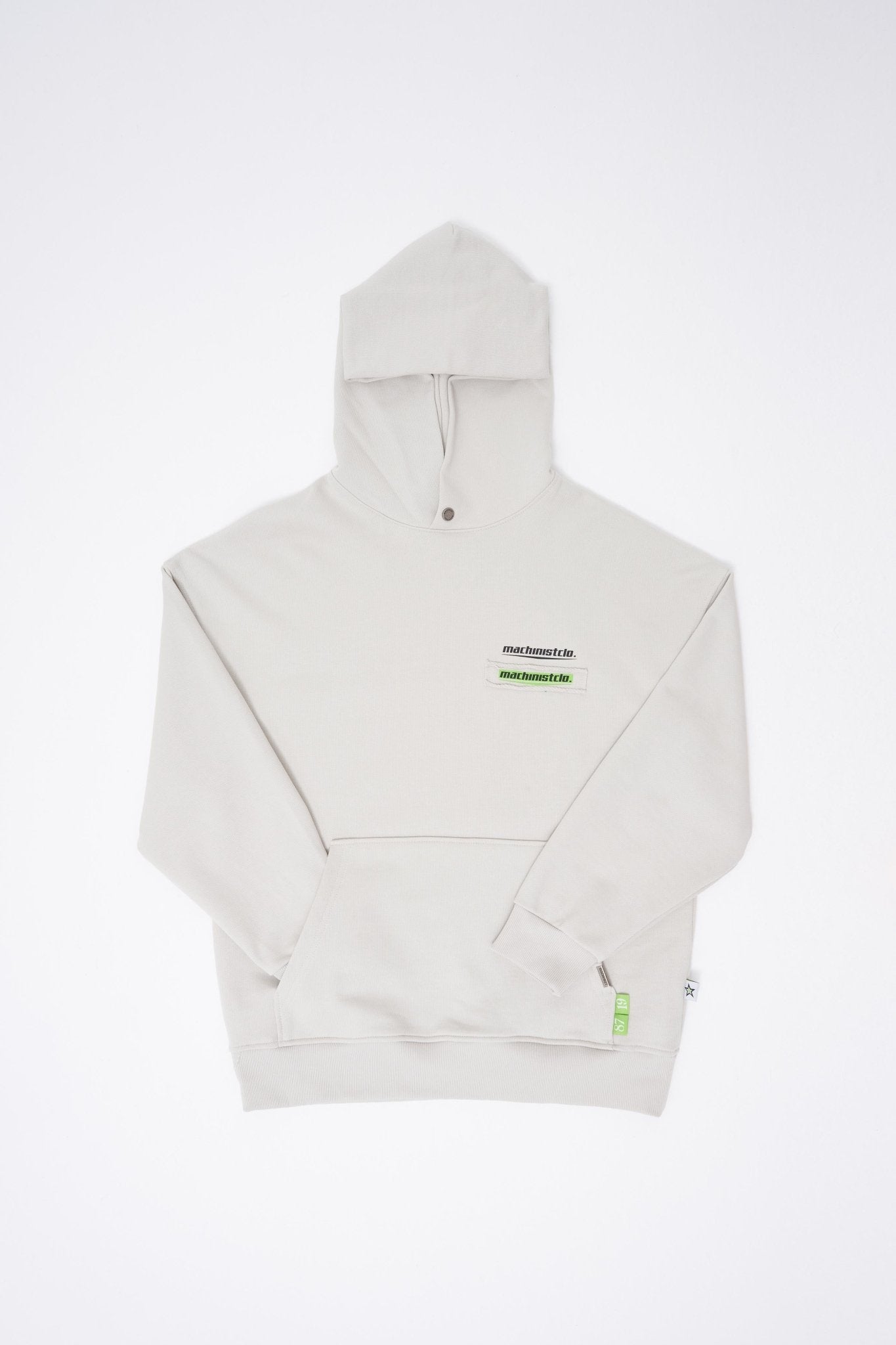 Erkek Baskılı Patchwork Kapüşonlu Sweatshirt Uzay Grisi