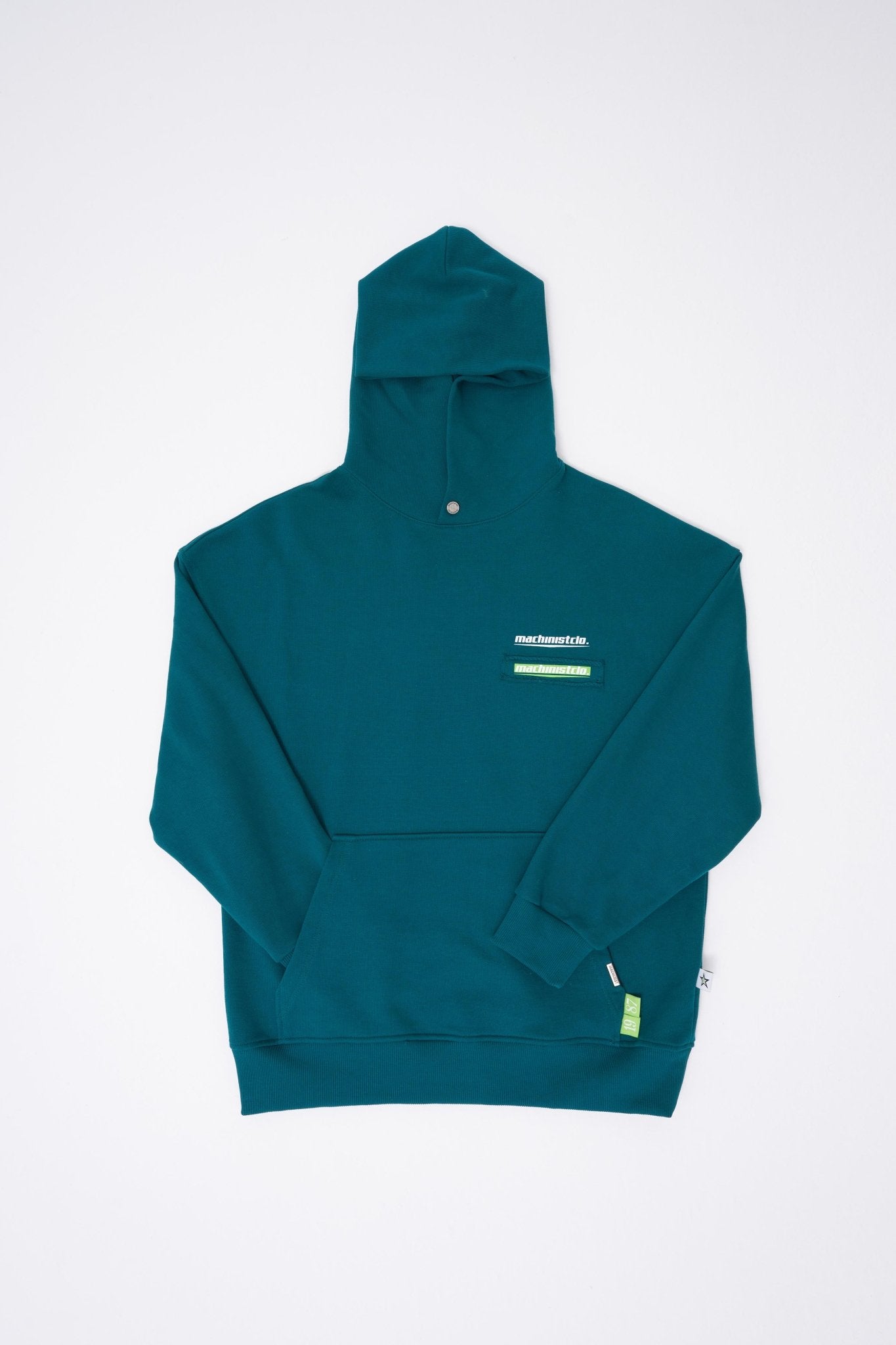 Erkek Baskılı Patchwork Kapüşonlu Sweatshirt Yağ Yeşili