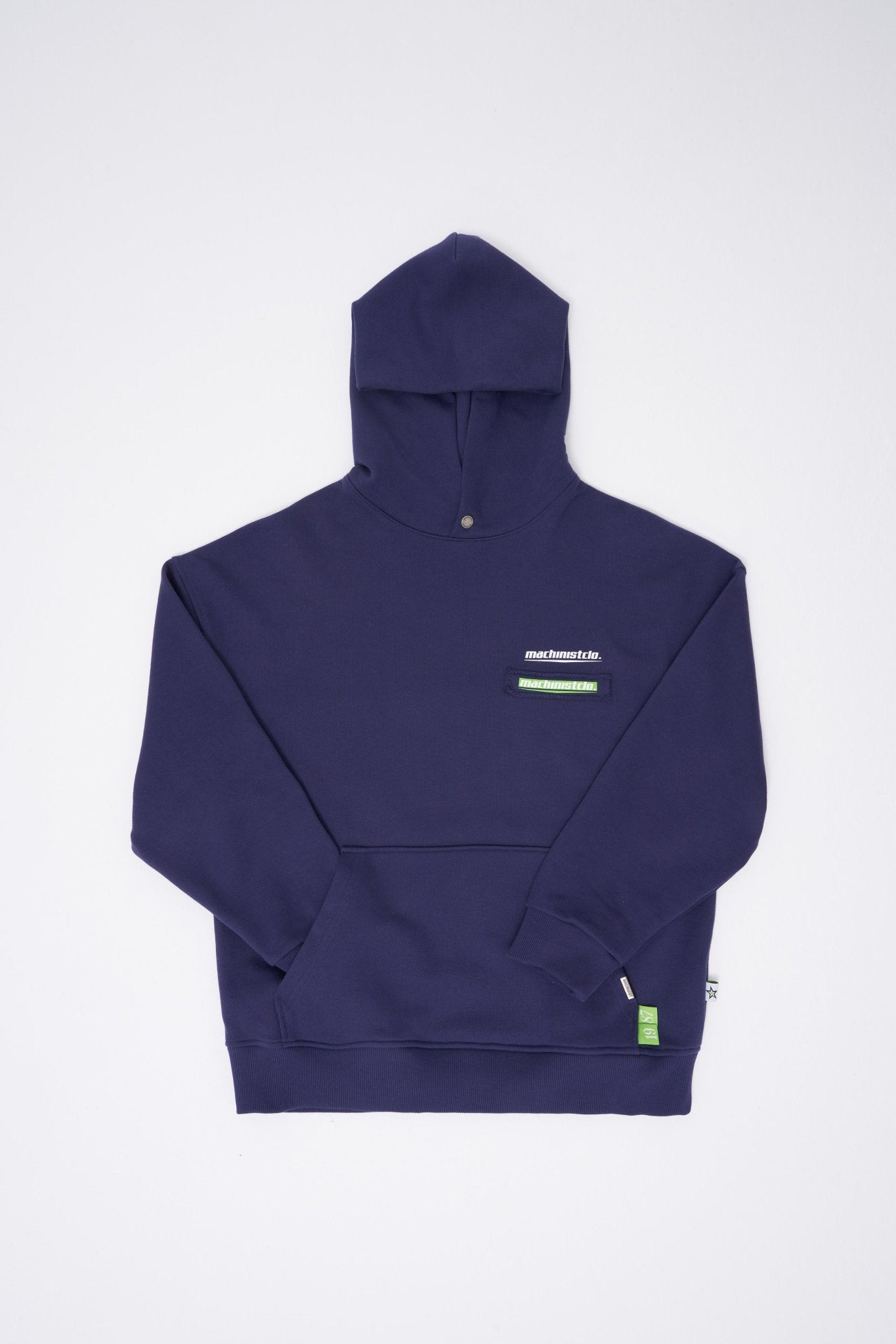 Erkek Baskılı Patchwork Kapüşonlu Sweatshirt Gece Mavisi