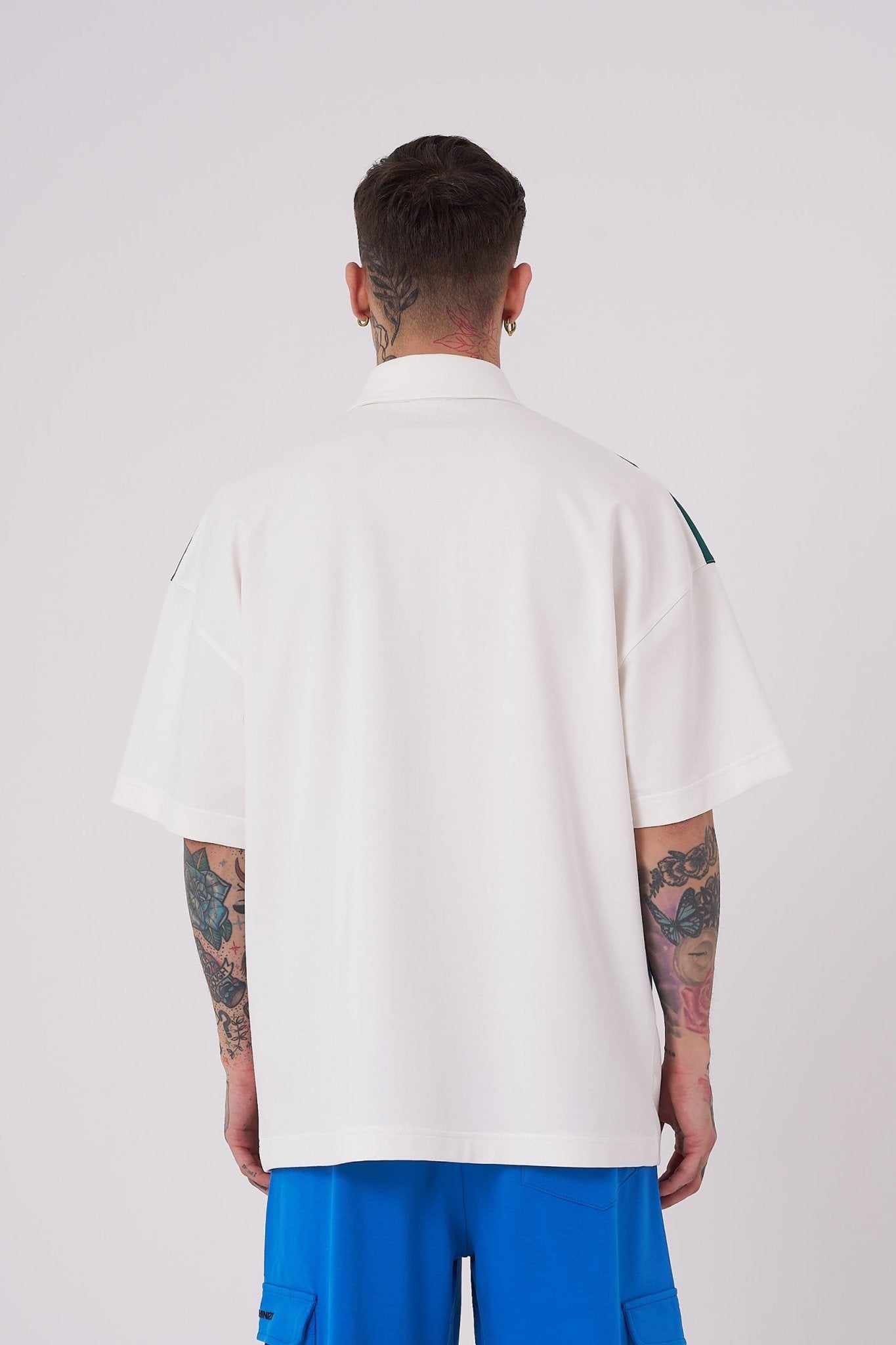 Erkek Be Yourself Polo Yaka Oversize Tişört Ekru