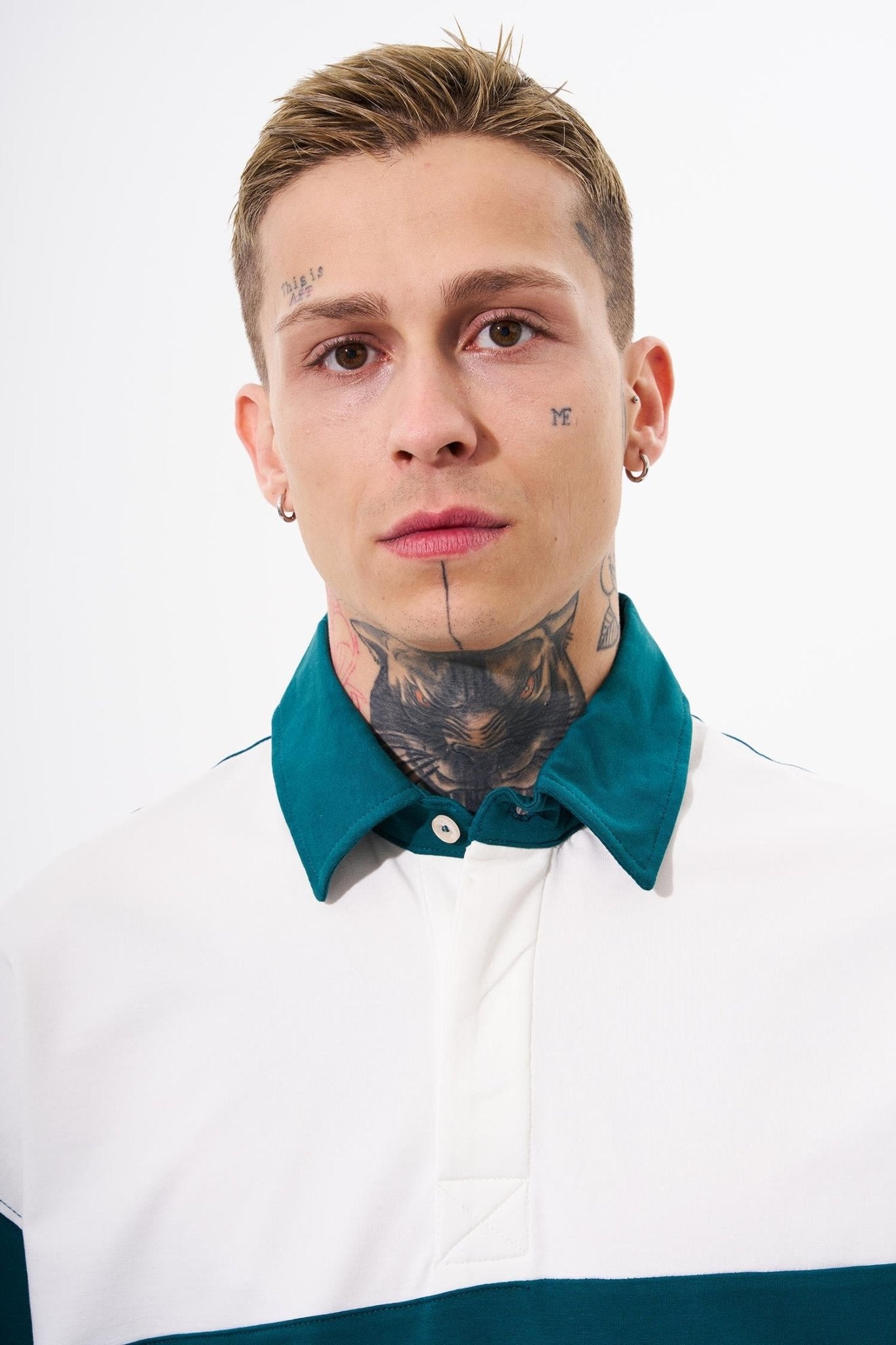 Erkek Be Yourself Polo Yaka Oversize Tişört Yağ Yeşili