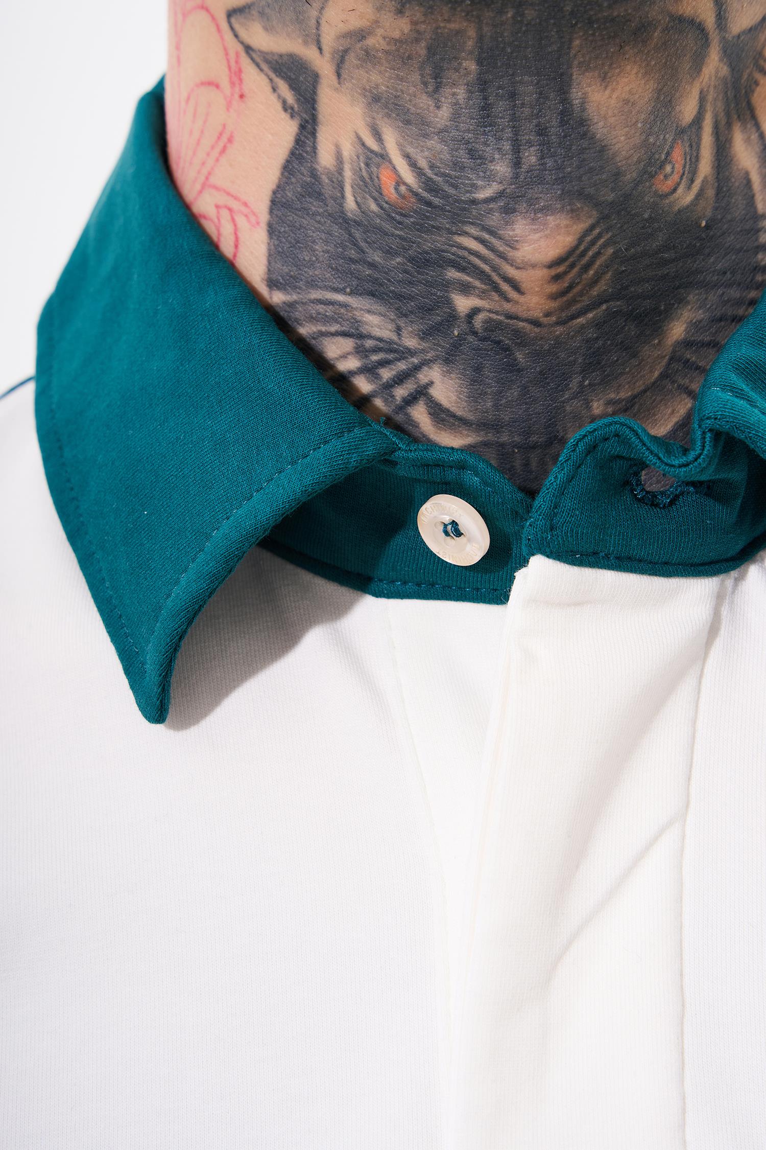 Erkek Be Yourself Polo Yaka Oversize Tişört Yağ Yeşili