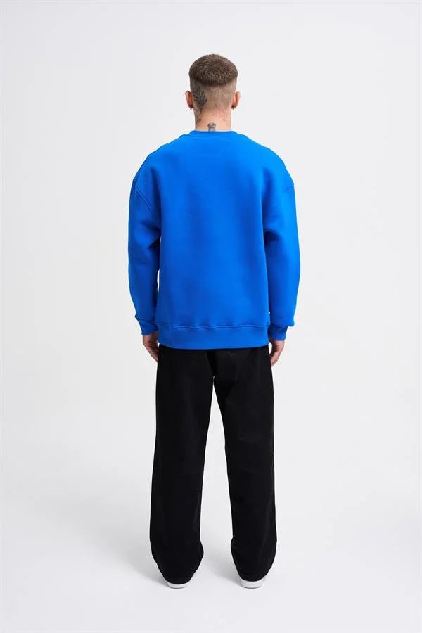 Erkek Bead Embrodered Sweatshirt Açık Mavi