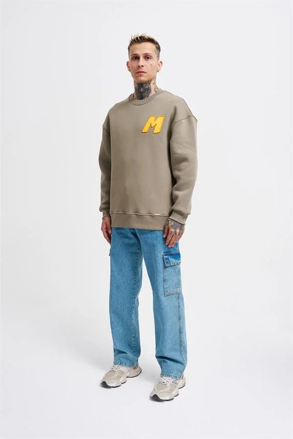 Erkek Bead Embrodered Sweatshirt Haki