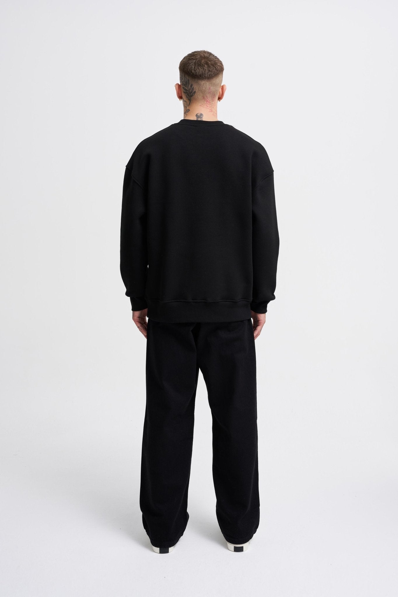 Erkek Bead Embrodered Sweatshirt Siyah