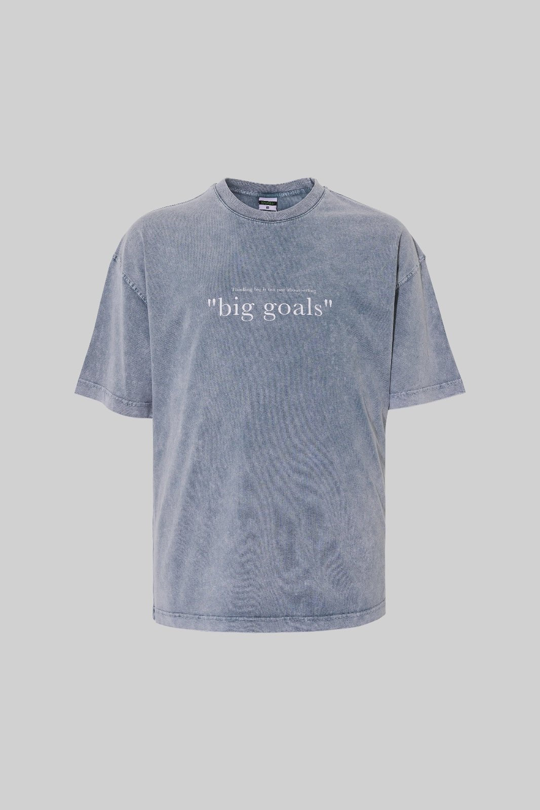 Erkek Big Goals Slogan Baskılı Yıkamalı Oversize Tişört Gri