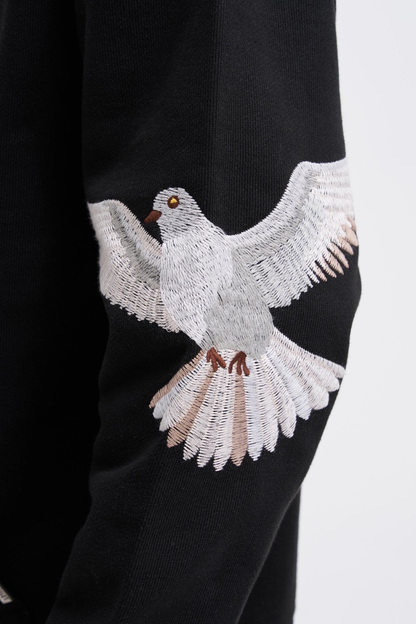 Erkek Birds Embroidered Kapüşonlu Sweatshirt Siyah