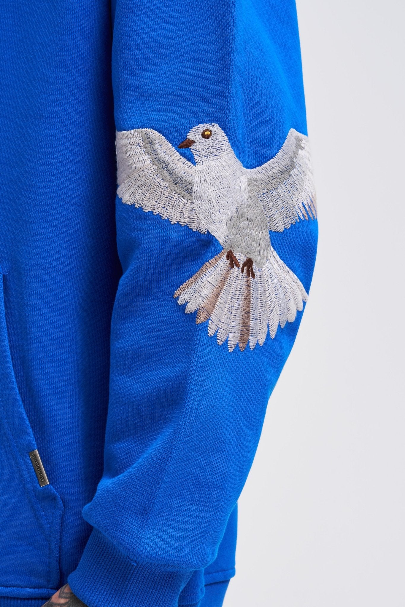 Erkek Birds Embroidered Kapüşonlu Sweatshirt Açık Mavi