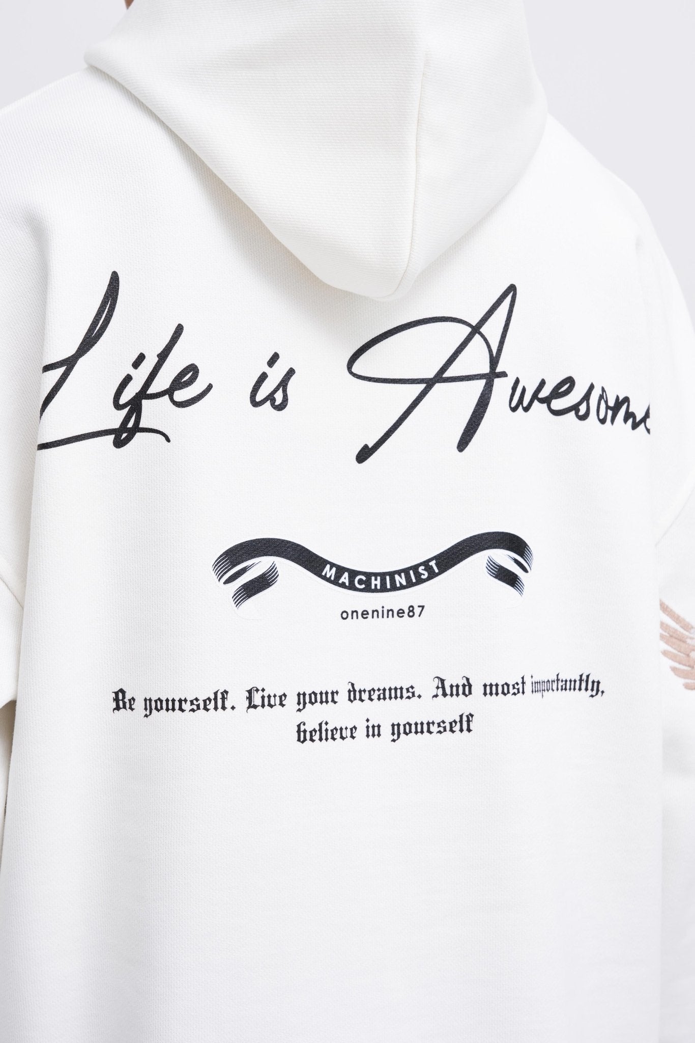 Erkek Birds Embroidered Kapüşonlu Sweatshirt Ekru