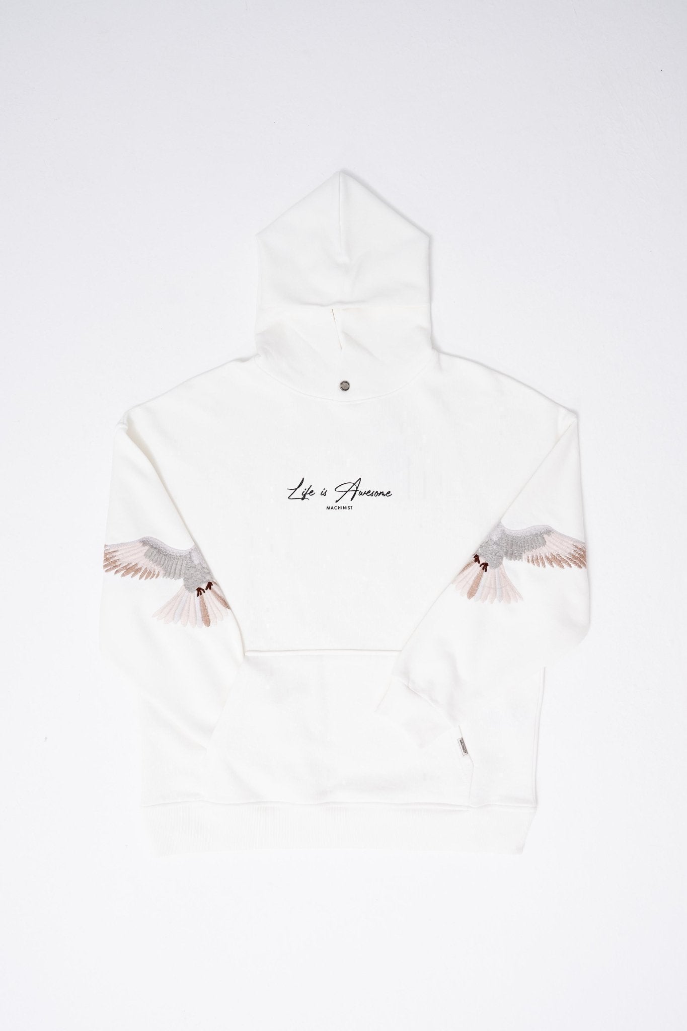 Erkek Birds Embroidered Kapüşonlu Sweatshirt Ekru