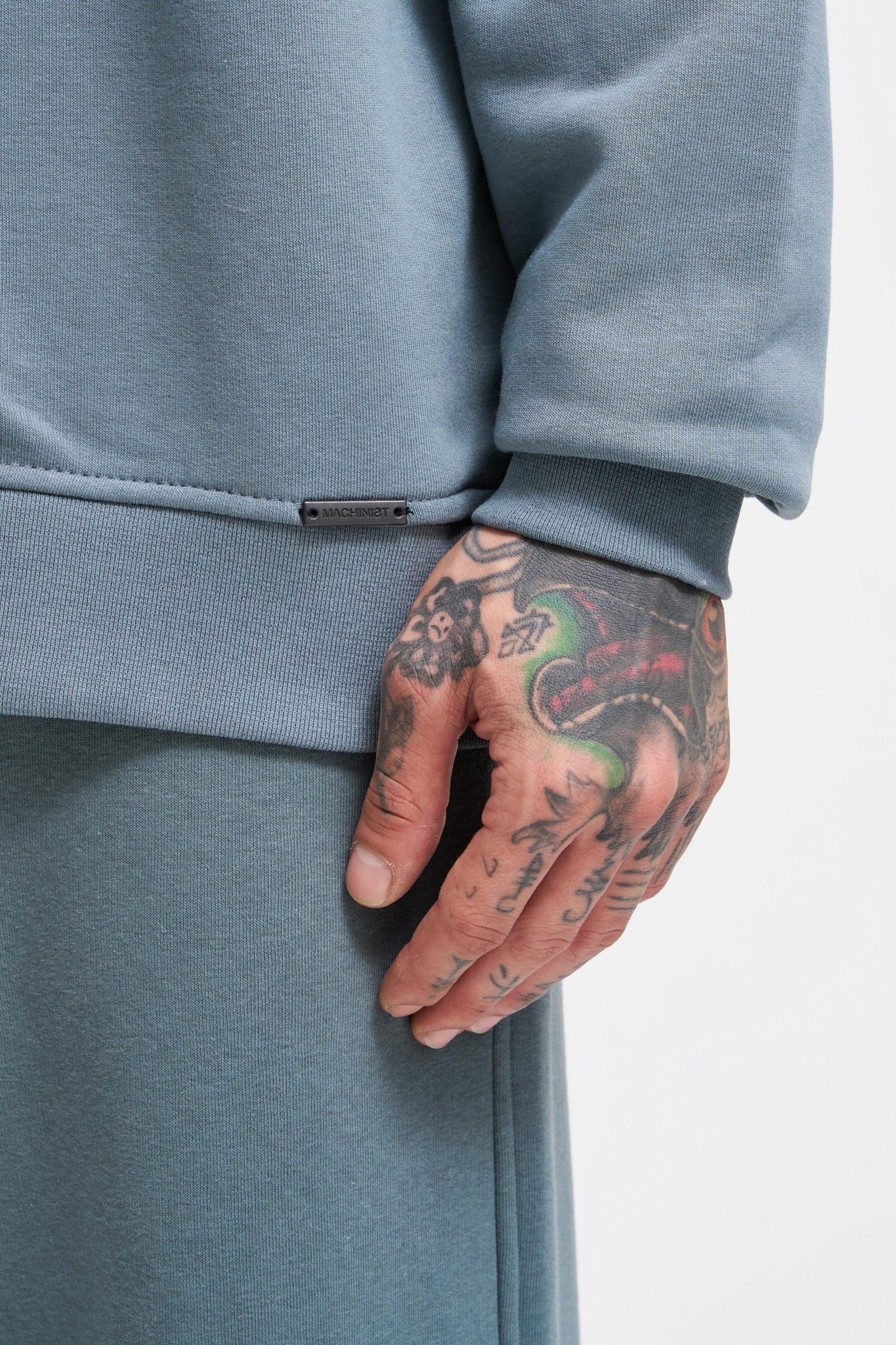 Erkek Bisiklet Yaka Basic Oversize Sweatshirt Mavi Duman