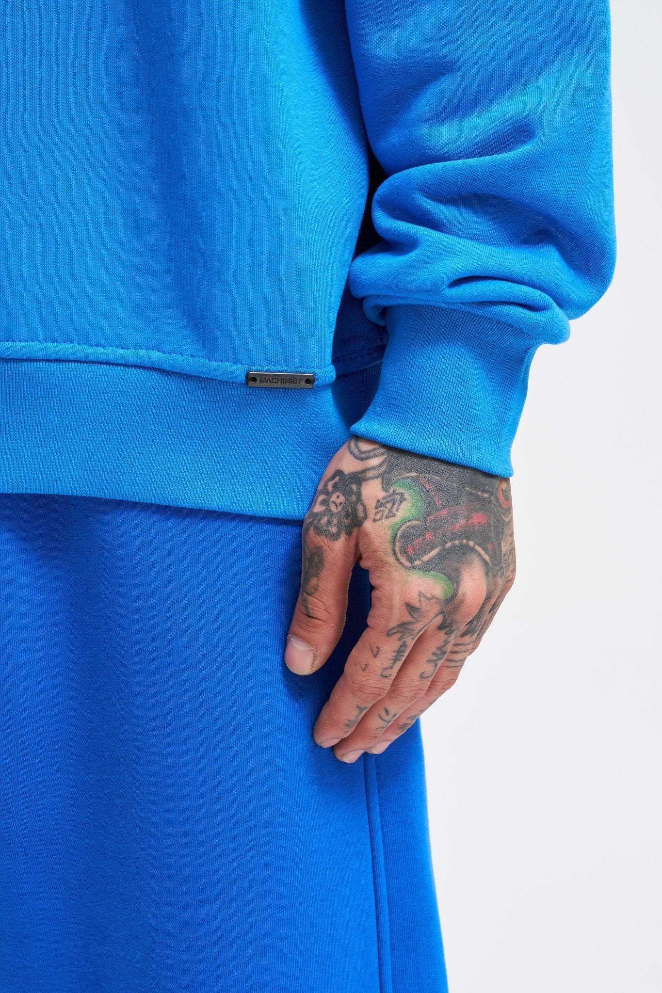 Erkek Bisiklet Yaka Basic Oversize Sweatshirt Saks Mavi