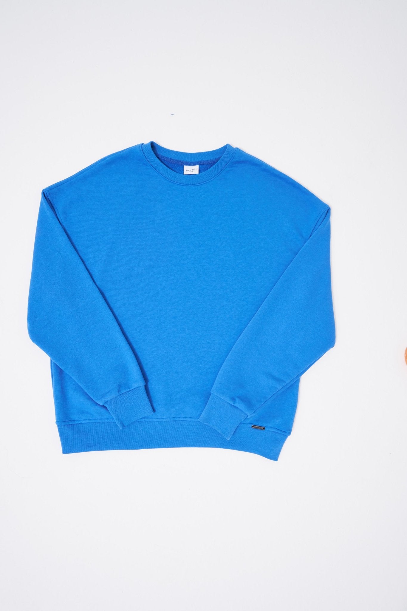 Erkek Bisiklet Yaka Basic Oversize Sweatshirt Saks Mavi