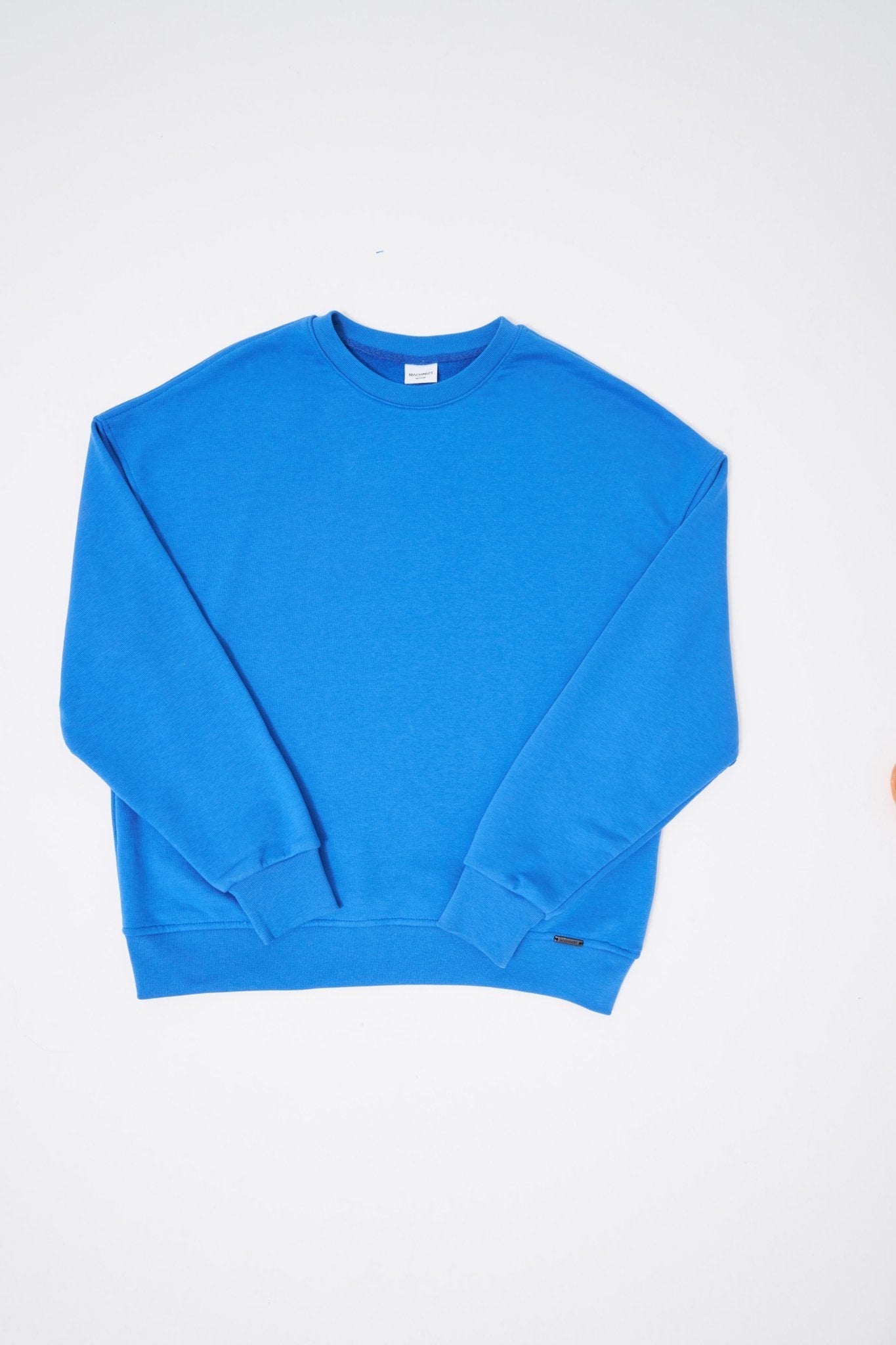 Erkek Bisiklet Yaka Basic Oversize Sweatshirt Saks Mavi