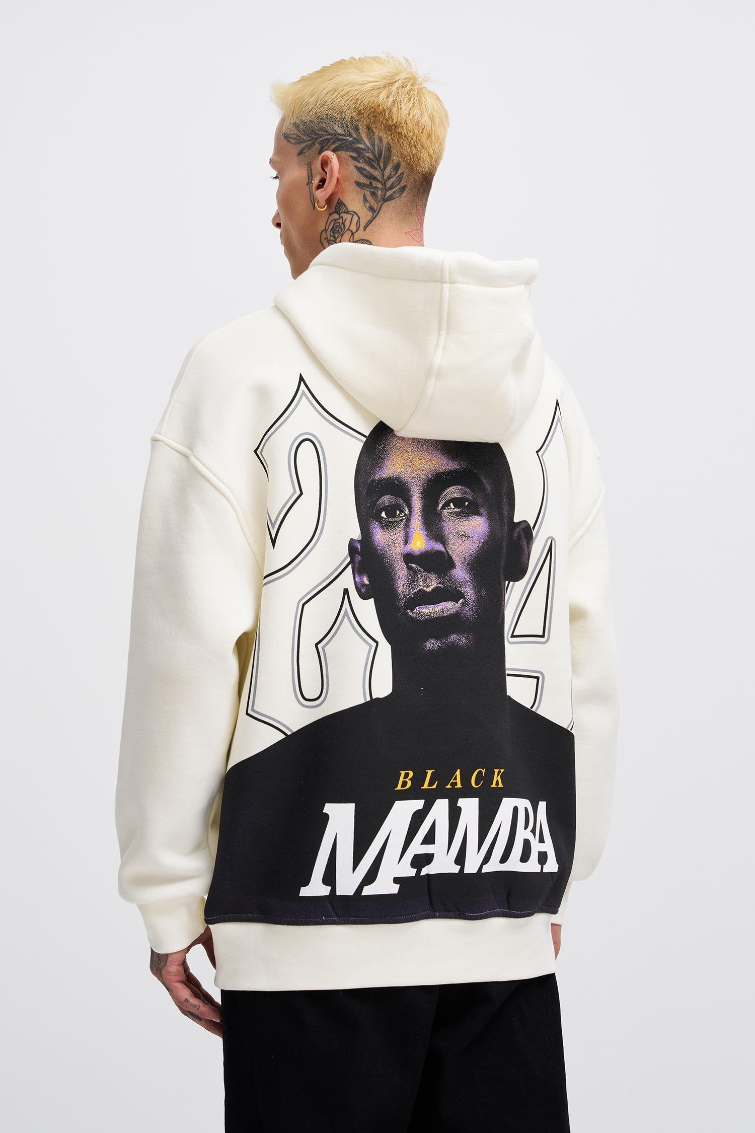 Erkek Black Mamba Baskılı Oversize Sweatshirt Ekru