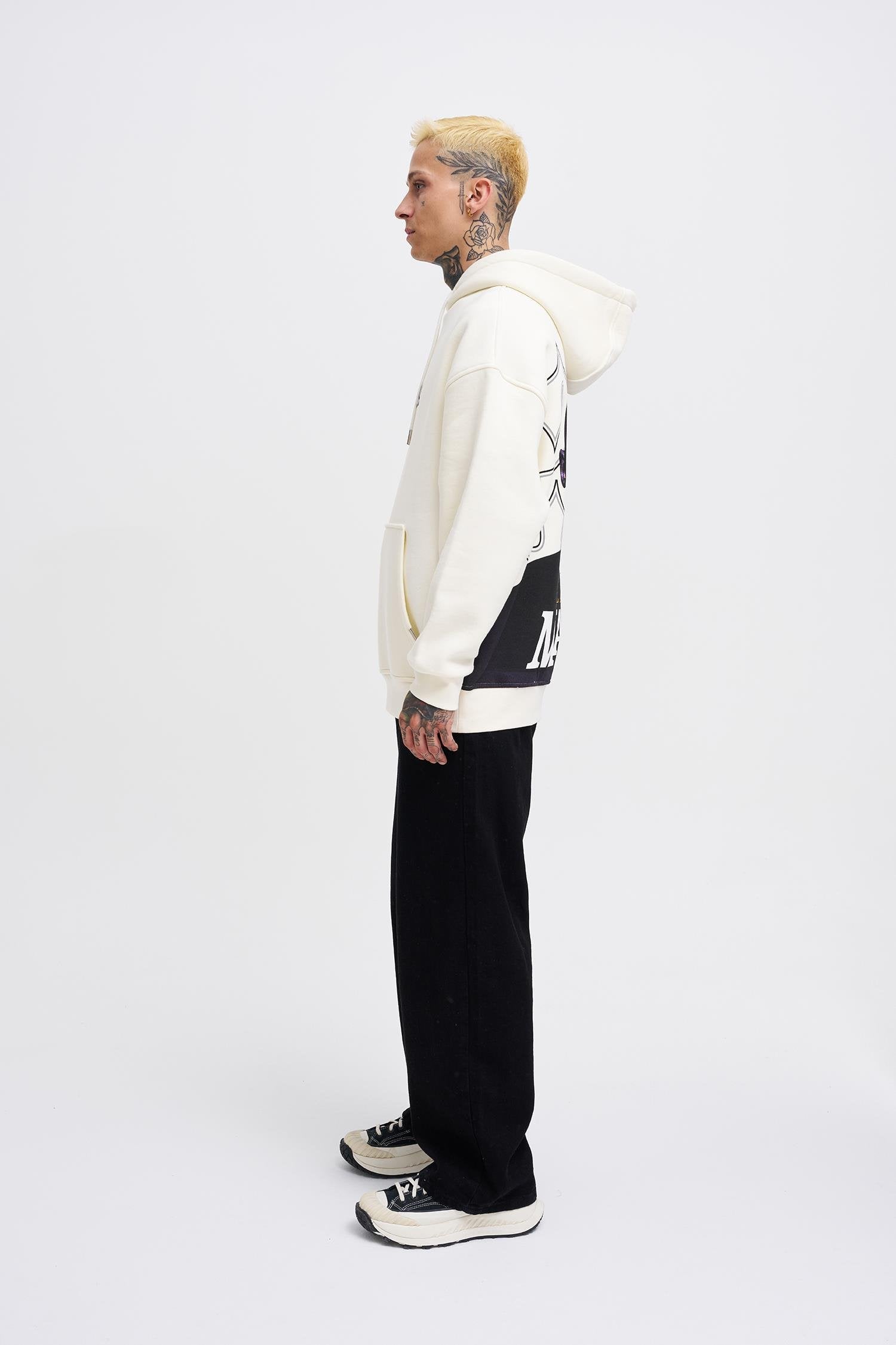Erkek Black Mamba Baskılı Oversize Sweatshirt Ekru