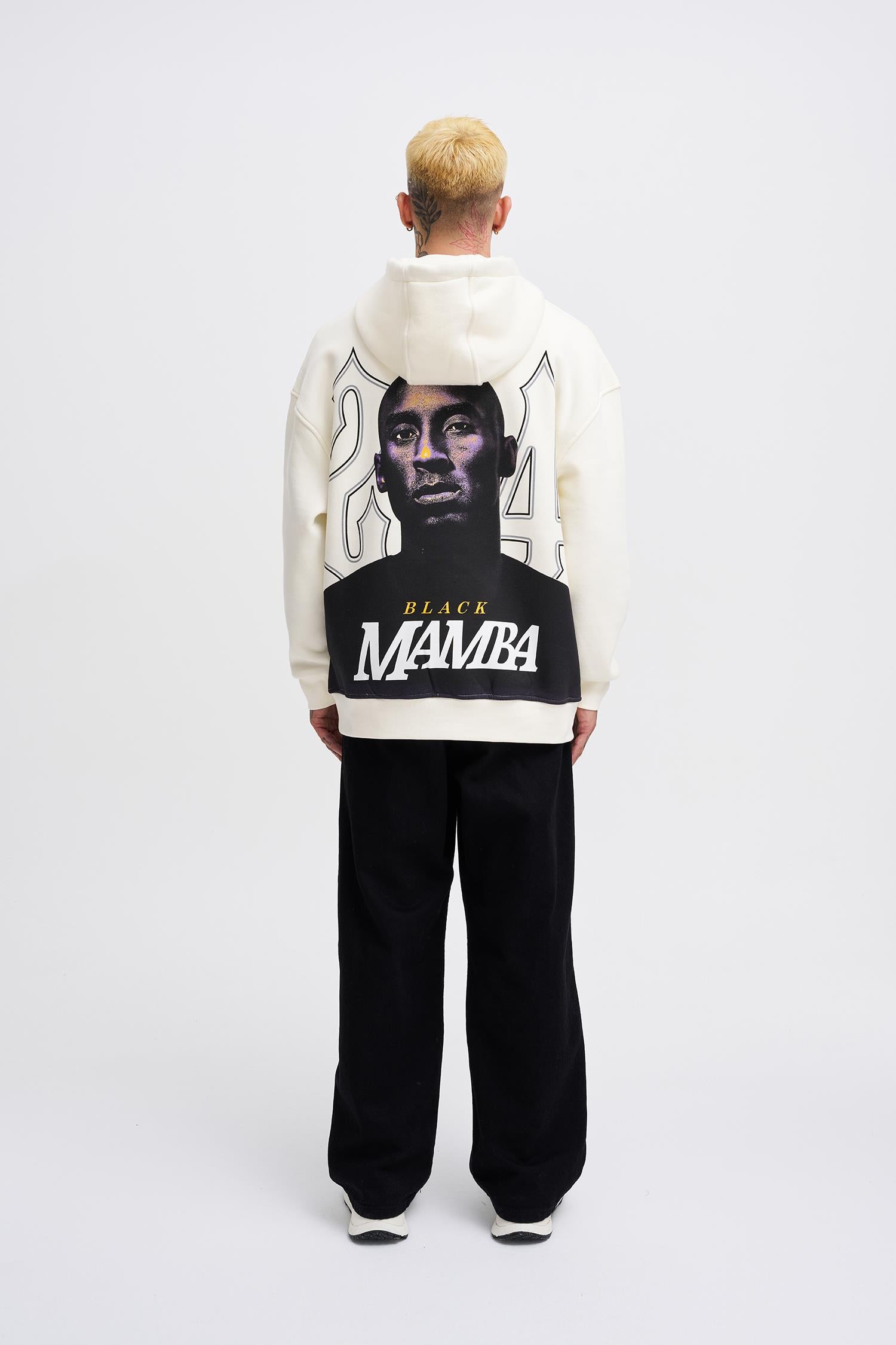 Erkek Black Mamba Baskılı Oversize Sweatshirt Ekru
