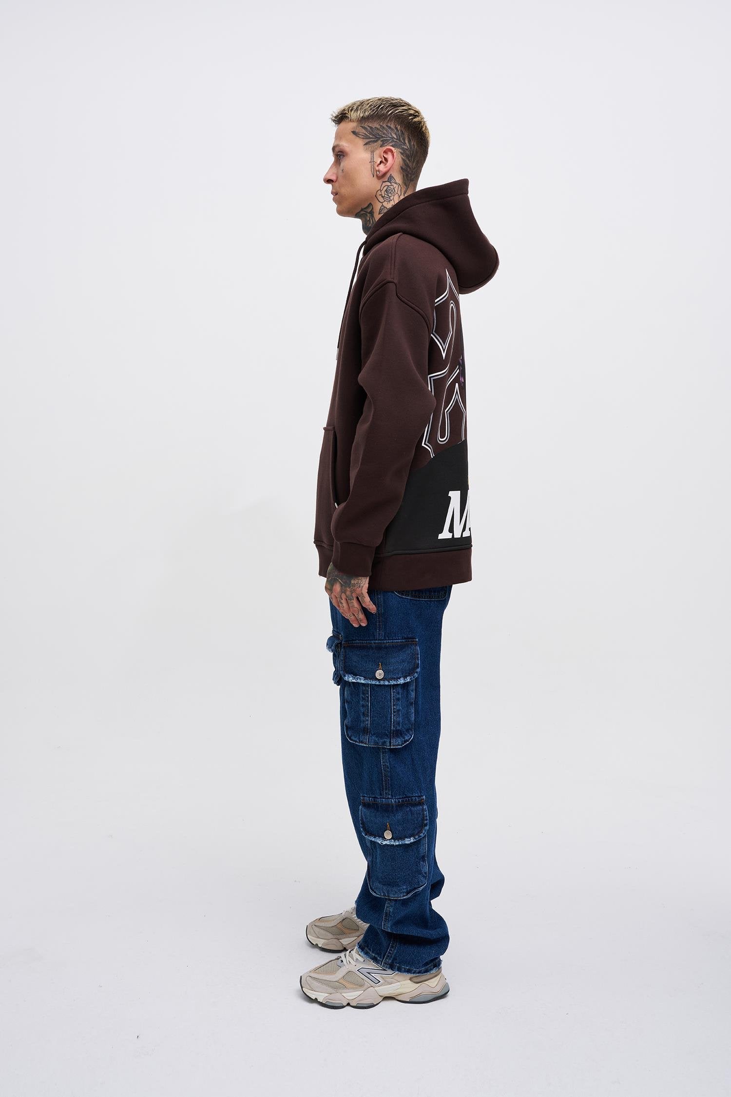 Erkek Black Mamba Baskılı Oversize Sweatshirt Koyu Kahverengi